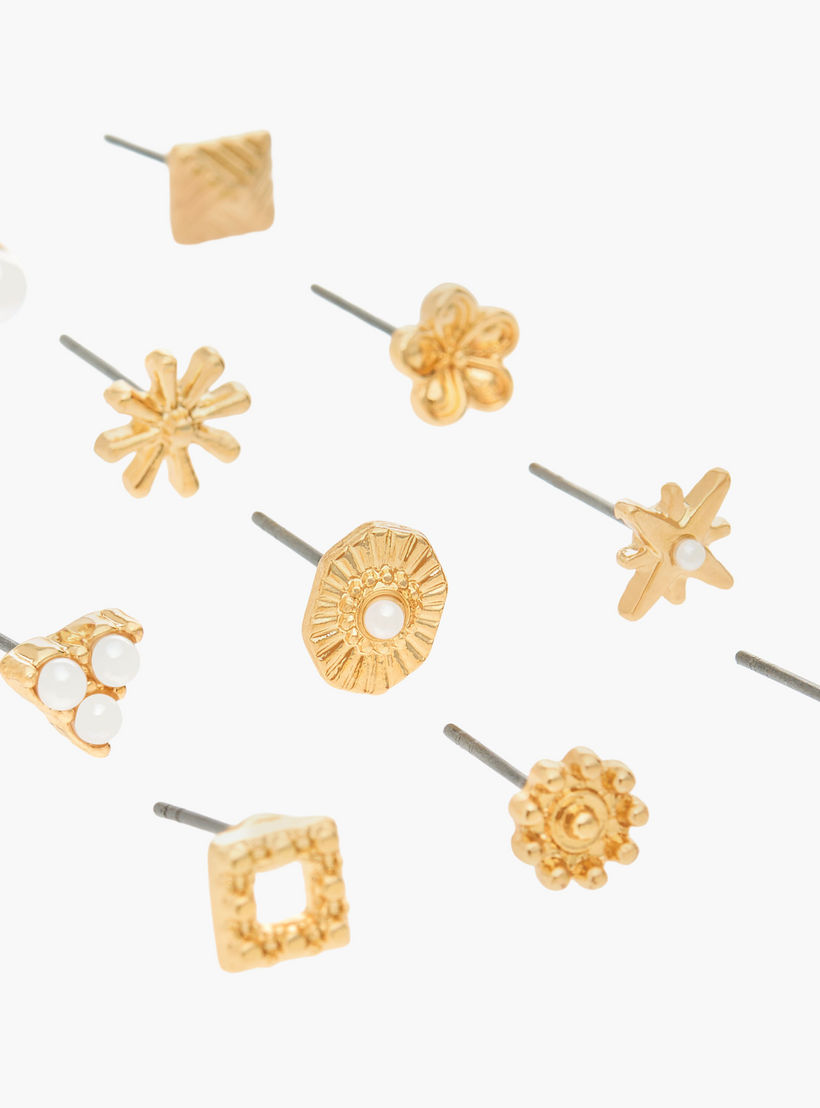 Pack of 12 Metal Stud Earrings with Pushback Closure-women-watchesandjewellery-jewellery-earrings-image-3