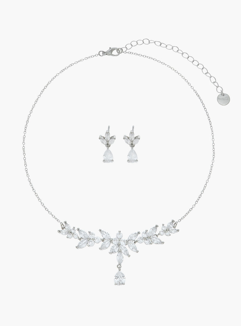 طقم عقد بدلاية زهور مرصعة للبنات-women-watchesandjewellery-jewellery-jewellerysets-image-1