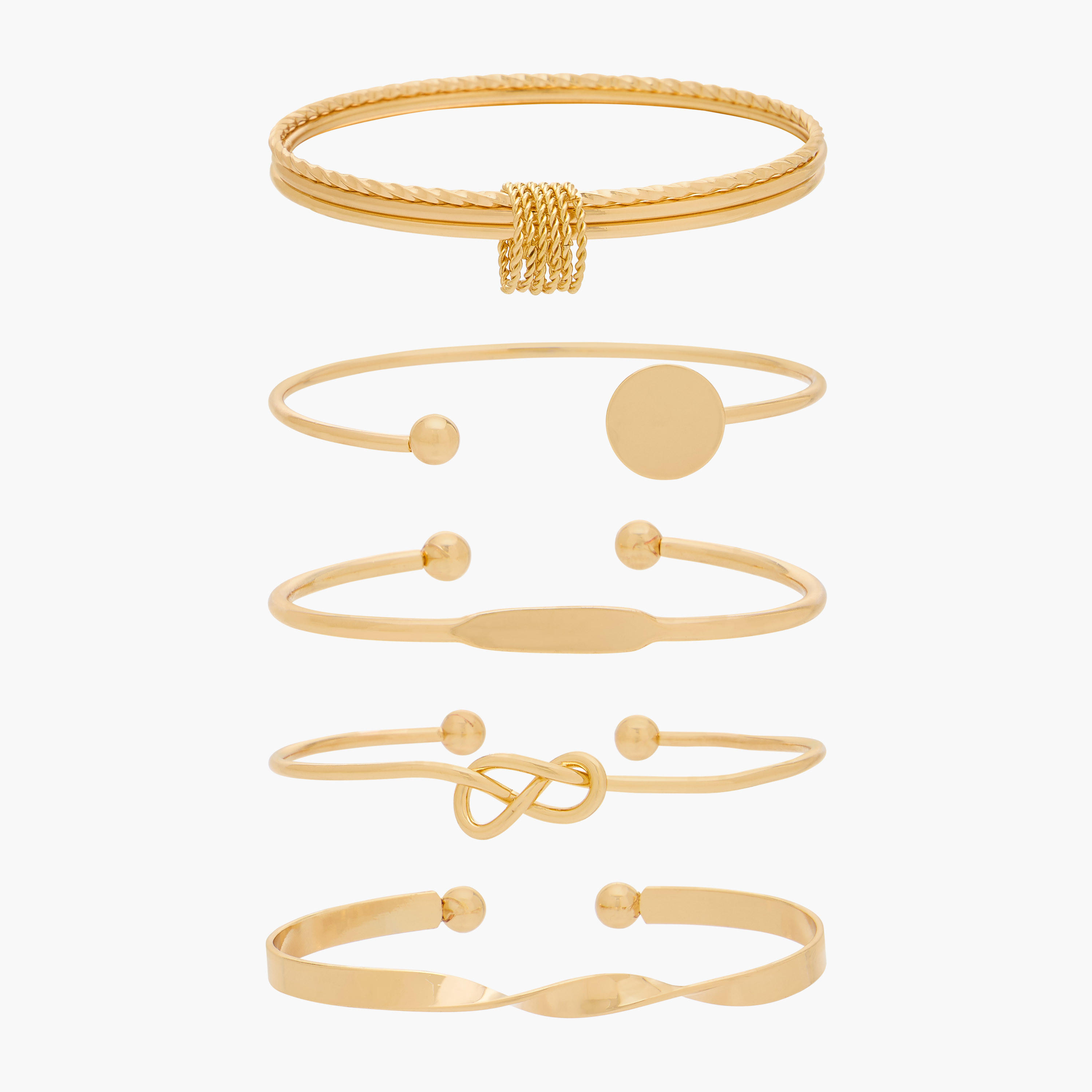 أساور معدن - طقم من 5 قطع-women-watchesandjewellery-jewellery-banglesandbracelets-image-1