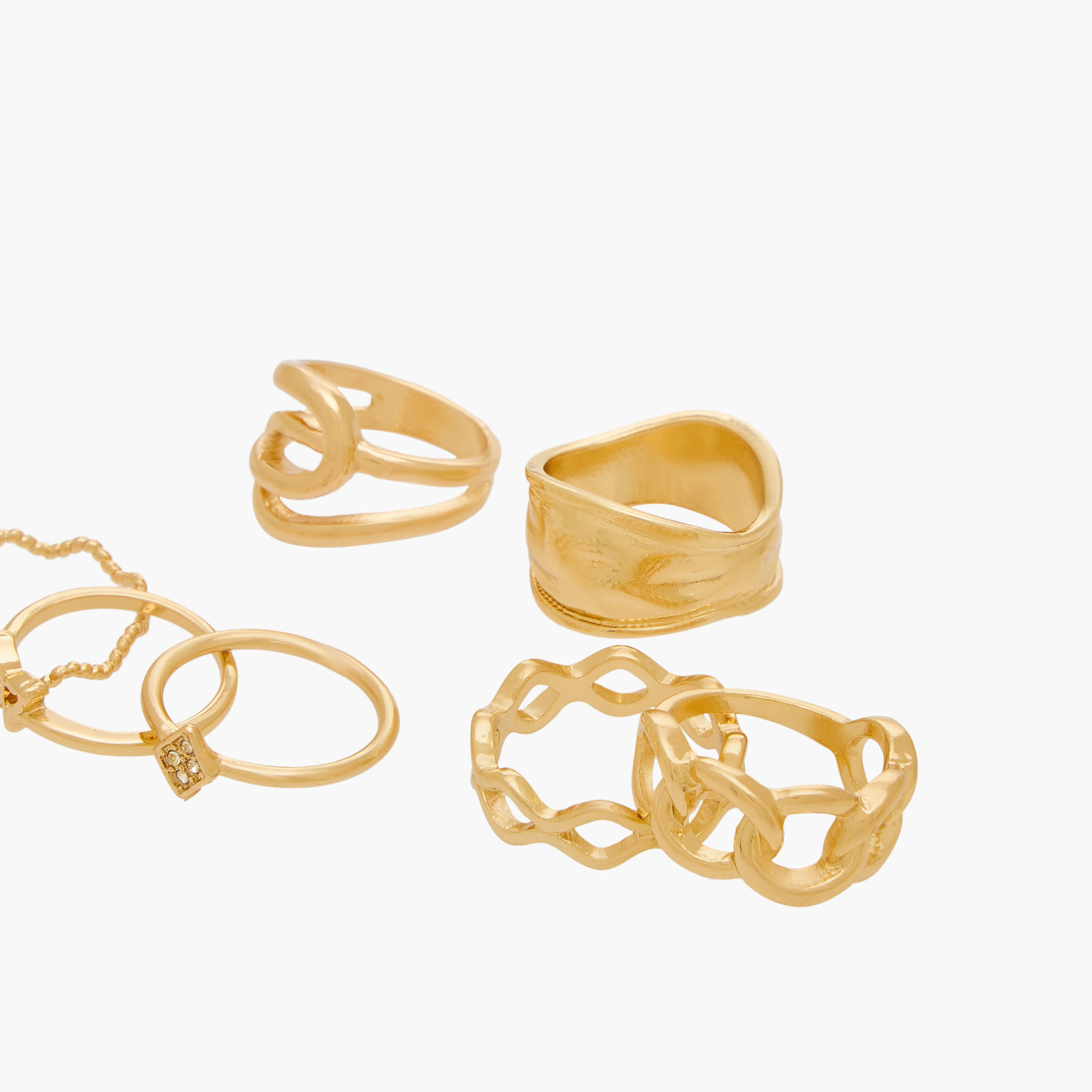 Gold Tone Ring with Assorted Detail - Set of 7-women-watchesandjewellery-jewellery-rings-image-2