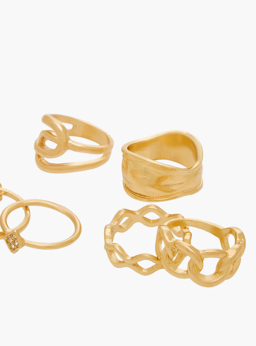 خواتم ذهبية بتفاصيل متنوعة - طقم من 7 قطعة-women-watchesandjewellery-jewellery-rings-image-2