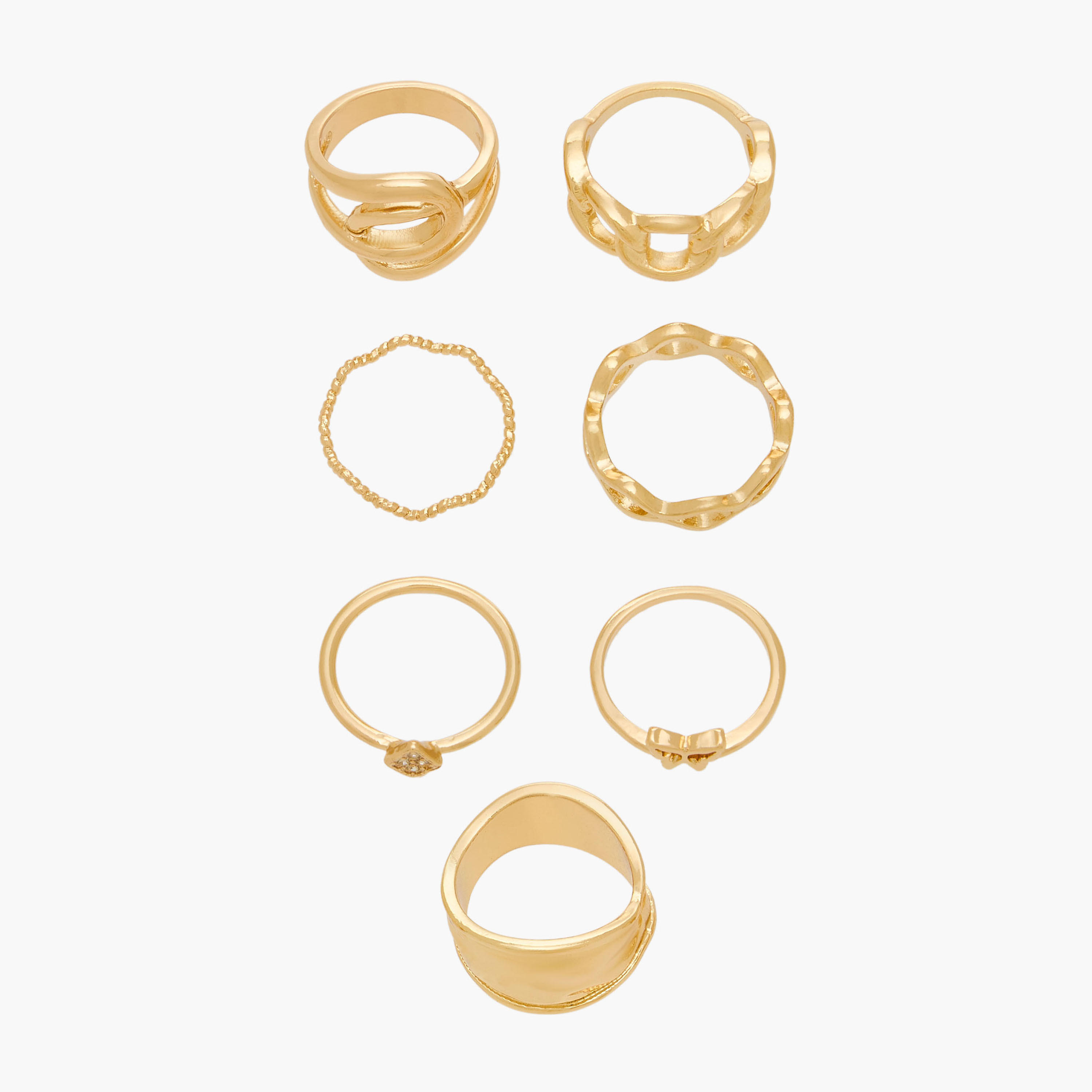 Assorted Metal Ring - Set of 7-women-watchesandjewellery-jewellery-rings-image-1