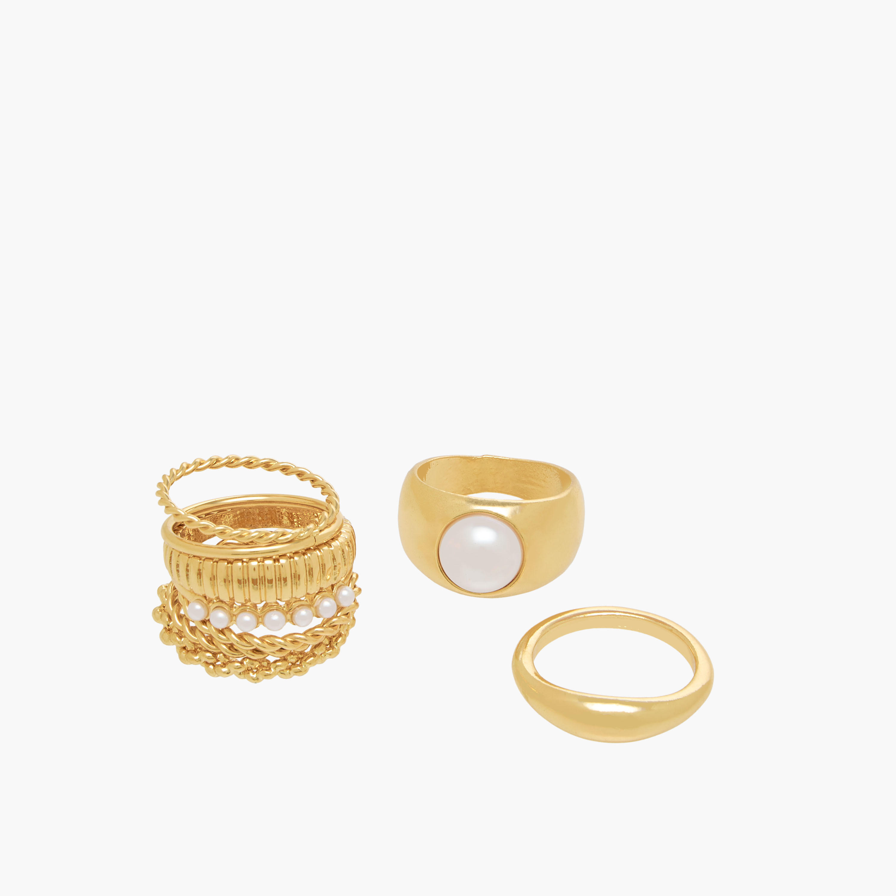 Assorted Stackable Gold Tone Metal Ring - Set of 8-women-watchesandjewellery-jewellery-rings-image-2