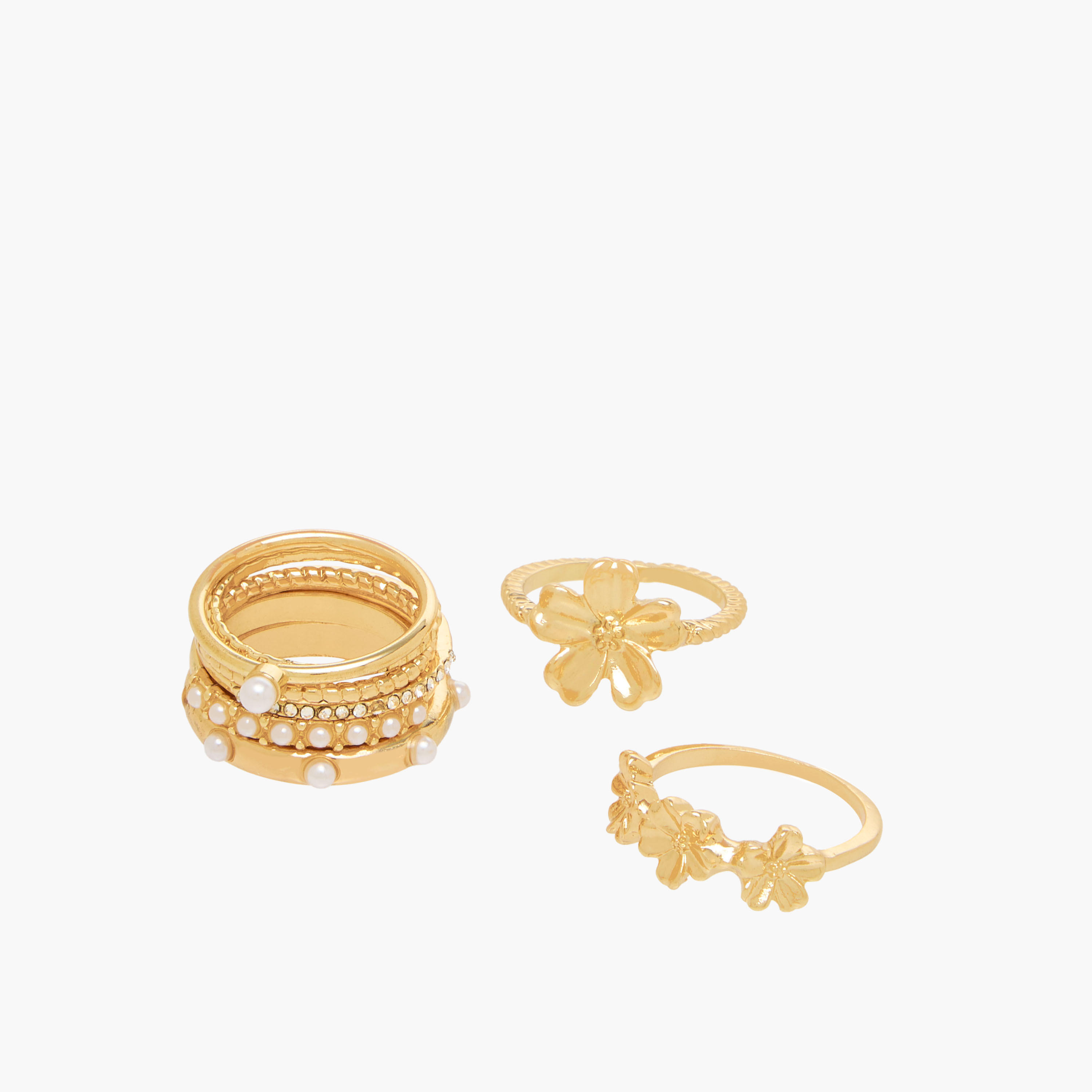Assorted Stackable Gold Tone Metal Ring - Set of 8-women-watchesandjewellery-jewellery-rings-image-2