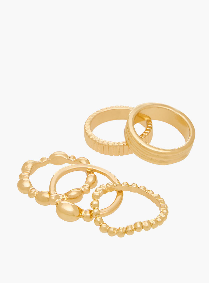 Stackable Assorted Gold Tone Ring - Set of 9-women-watchesandjewellery-jewellery-rings-image-2