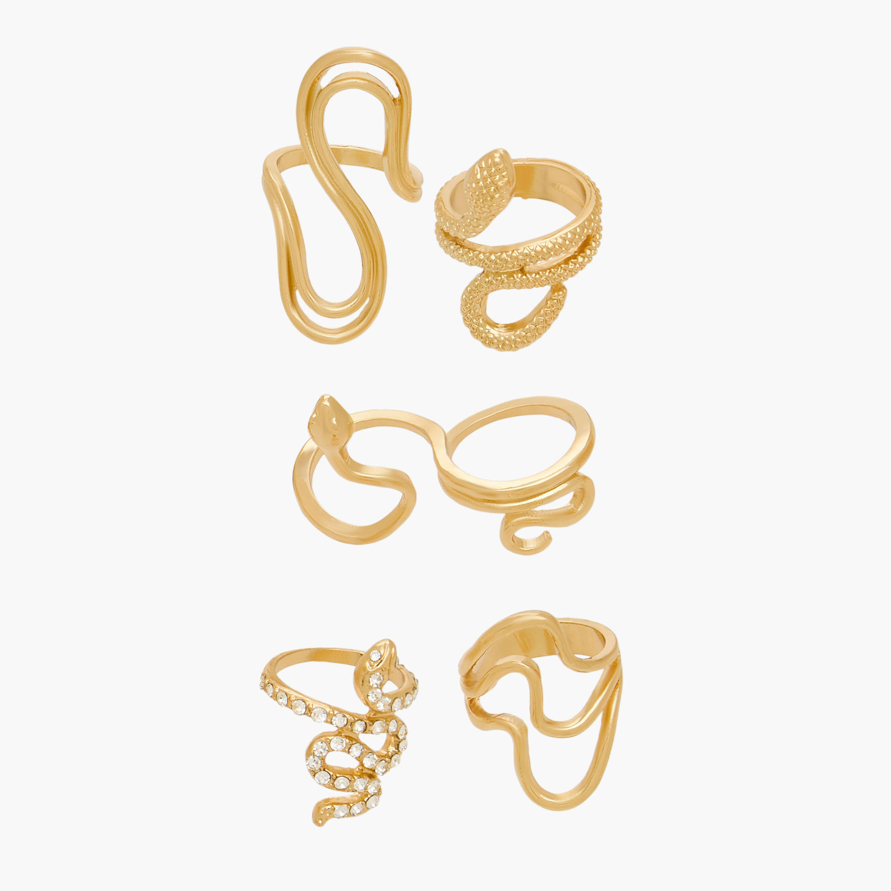 خواتم بلون ذهبي متنوعة - طقم 5 قطع-women-watchesandjewellery-jewellery-rings-image-1