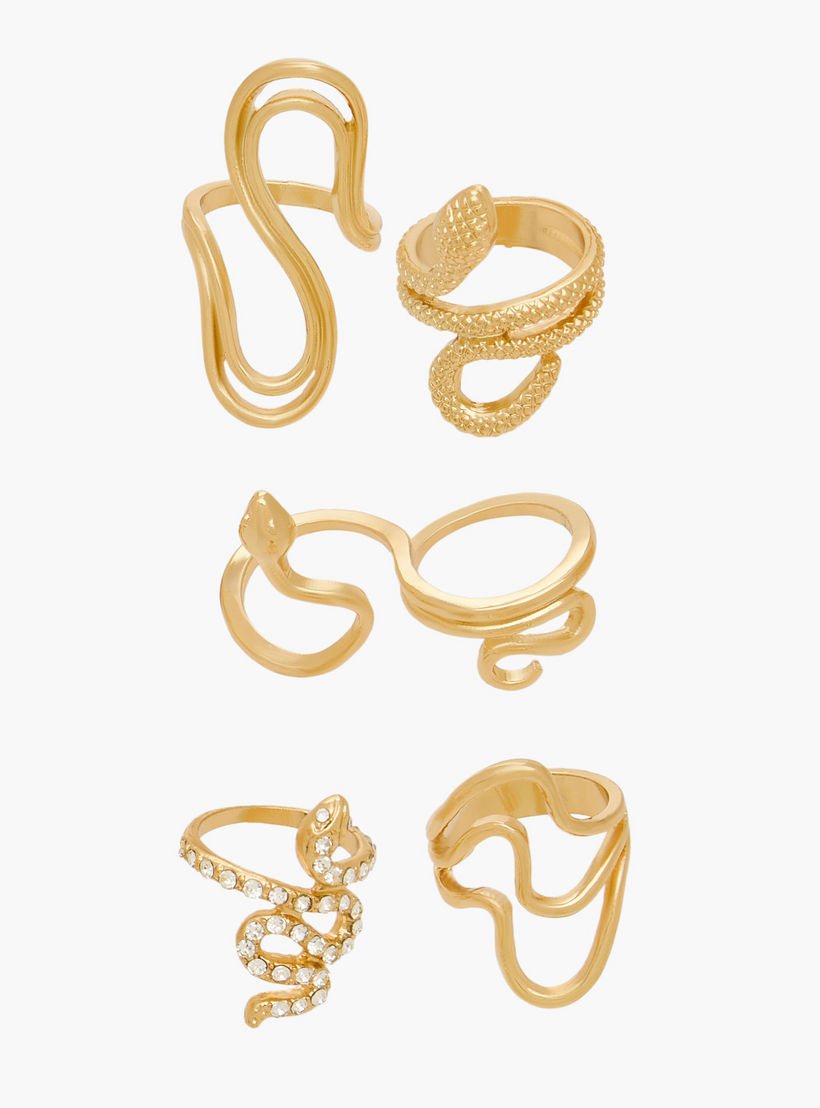 خواتم بلون ذهبي متنوعة - طقم 5 قطع-women-watchesandjewellery-jewellery-rings-image-1