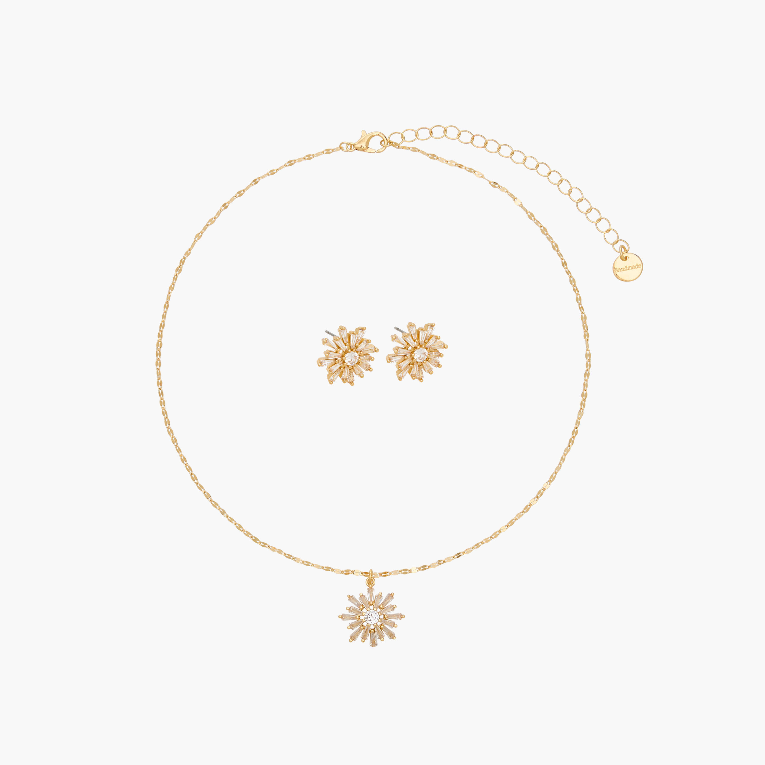 Set of 2 - Cubic Zirconia Embellished Necklace and Earrings-girls-accessories-keyringsandbagcharms-image-1