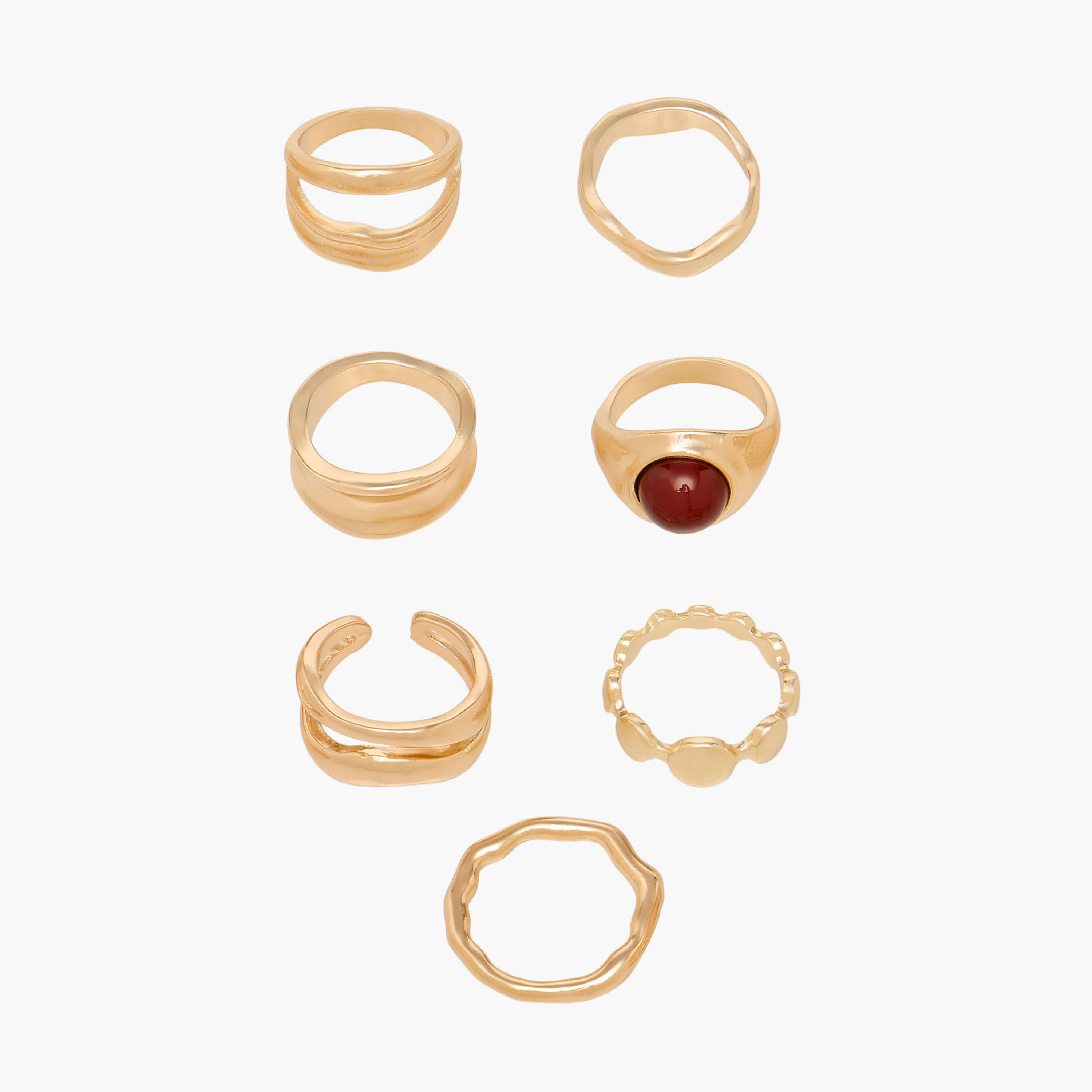 Assorted Gold Tone Ring - Set of 7-women-watchesandjewellery-jewellery-rings-image-1