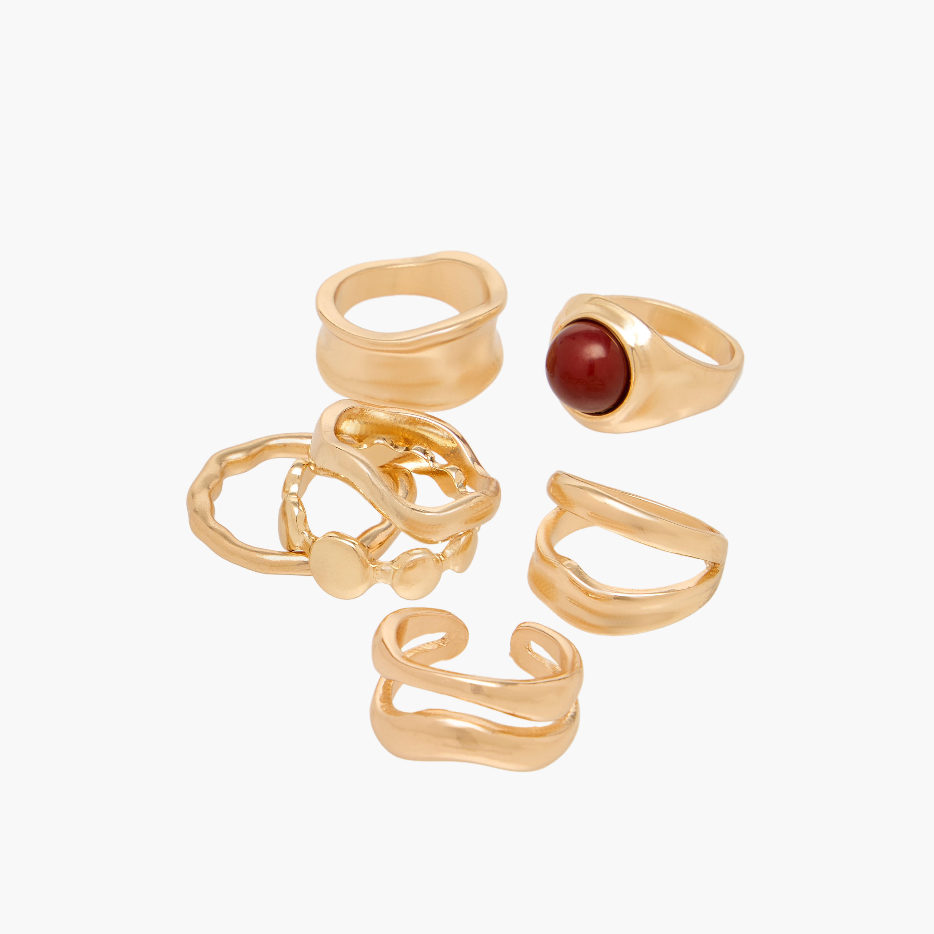 Assorted Gold Tone Ring - Set of 7-women-watchesandjewellery-jewellery-rings-image-2