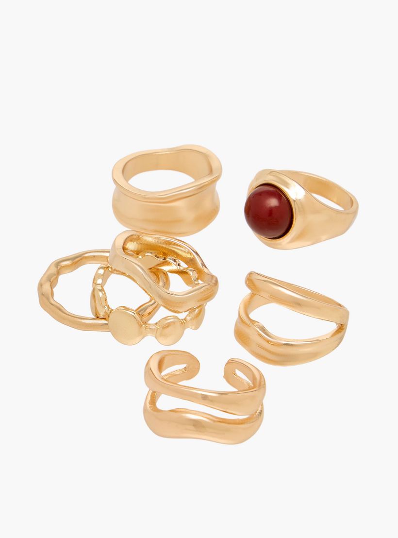 Assorted Gold Tone Ring - Set of 7-women-watchesandjewellery-jewellery-rings-image-2