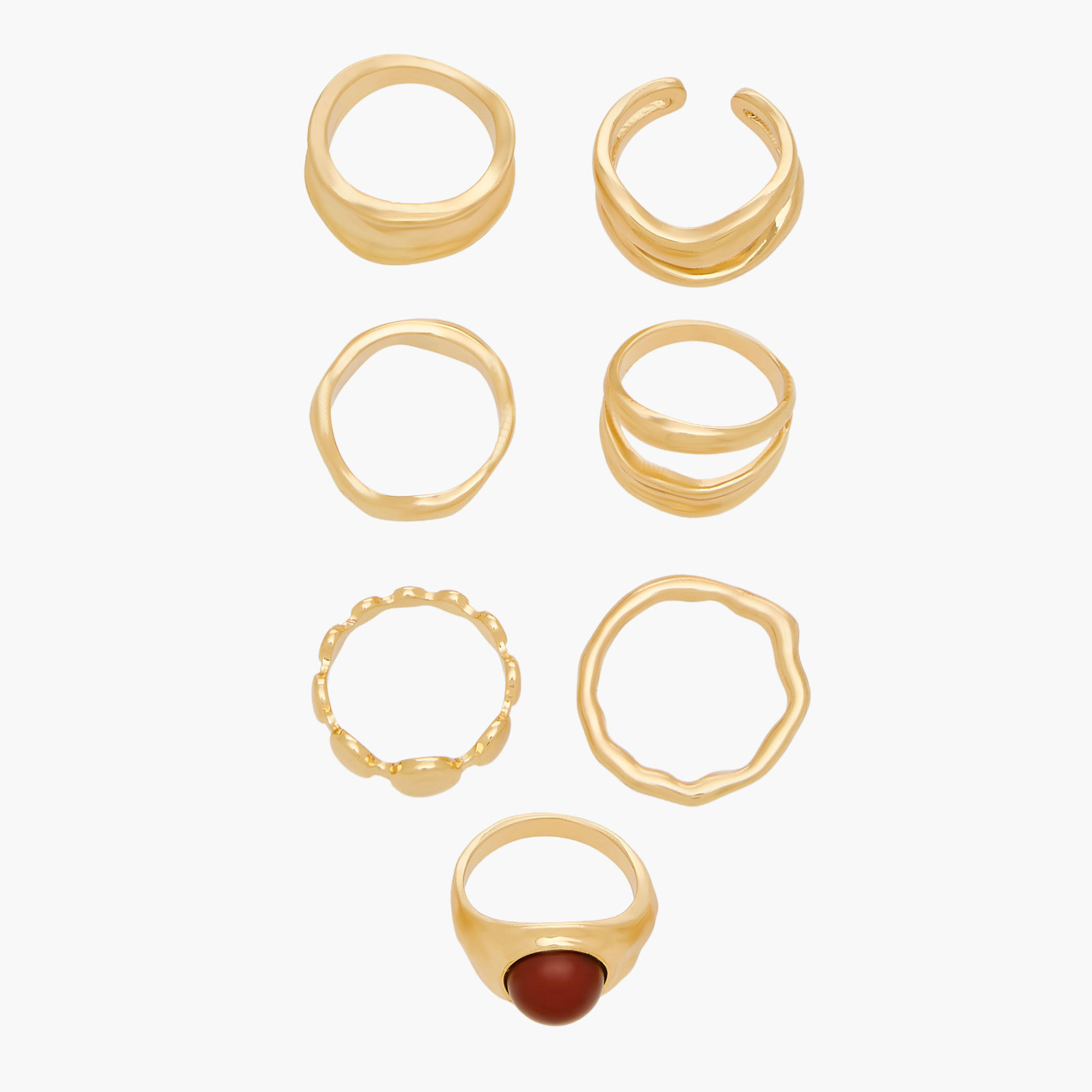 خواتم ميتاليك متنوعة - طقم 7 قطع-women-watchesandjewellery-jewellery-rings-image-1