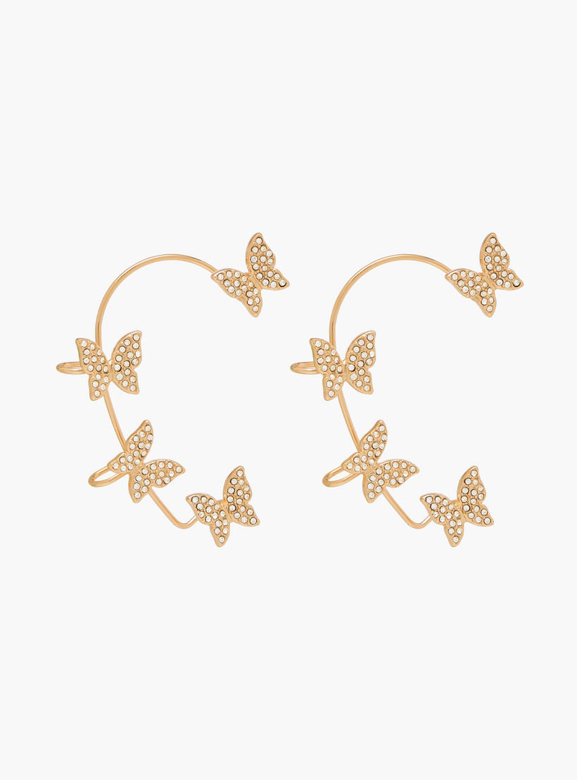Metallic Butterfly Accent Ear Cuffs-women-watchesandjewellery-jewellery-earrings-image-2