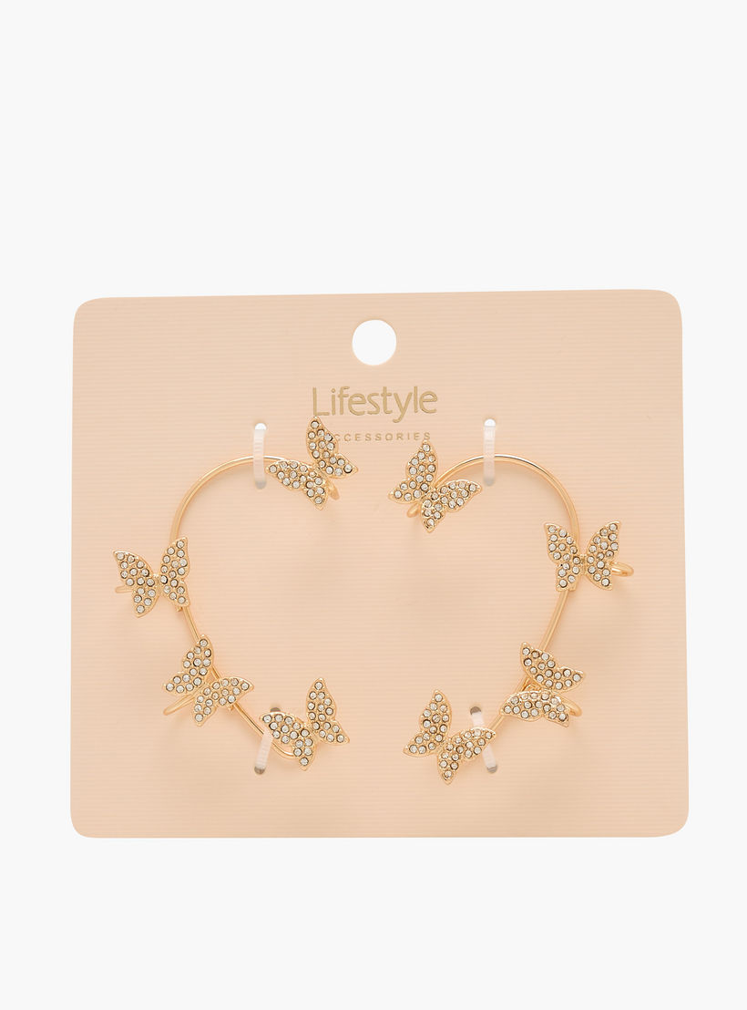 Metallic Butterfly Accent Ear Cuffs-women-watchesandjewellery-jewellery-earrings-image-5