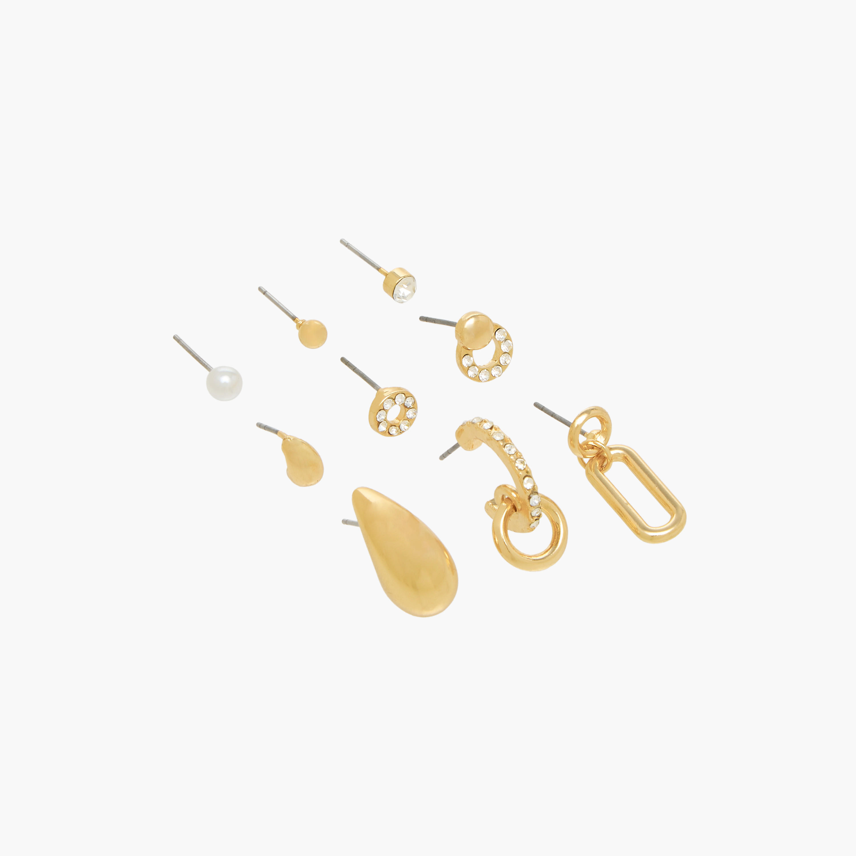 حلقان متنوعة بلون ذهبي وبمكبس إغلاق خلفي - عبوة من 9 أزواج-women-watchesandjewellery-jewellery-earrings-image-2