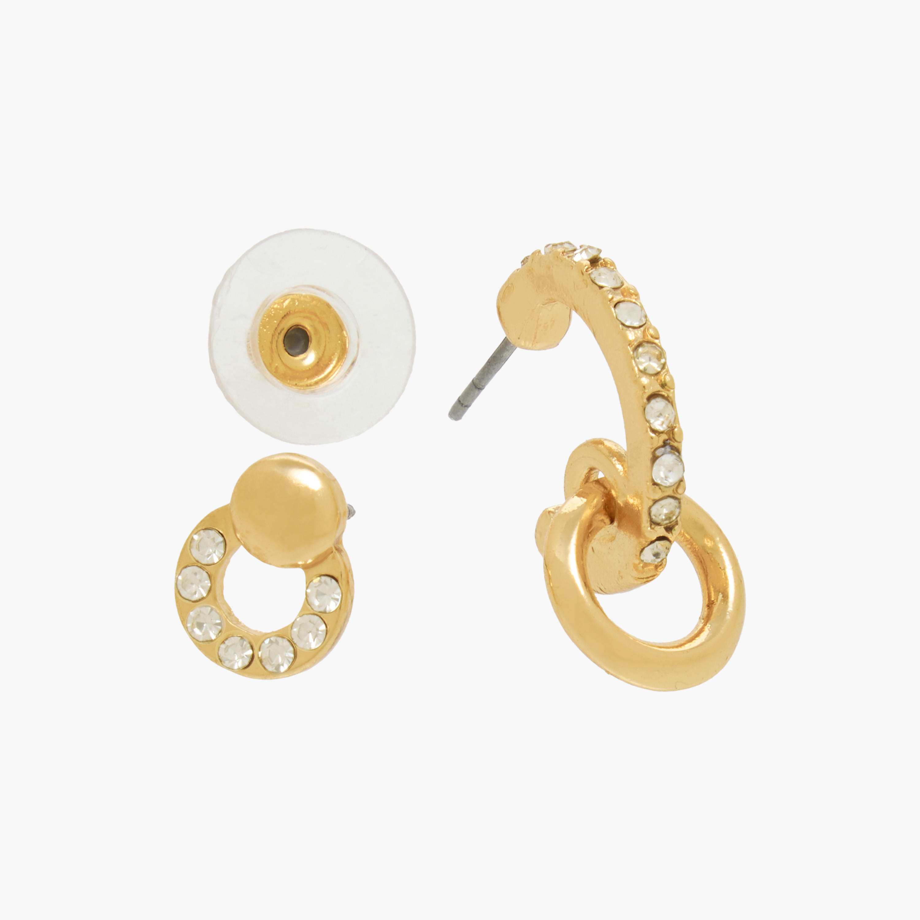 حلقان متنوعة بلون ذهبي وبمكبس إغلاق خلفي - عبوة من 9 أزواج-women-watchesandjewellery-jewellery-earrings-image-4