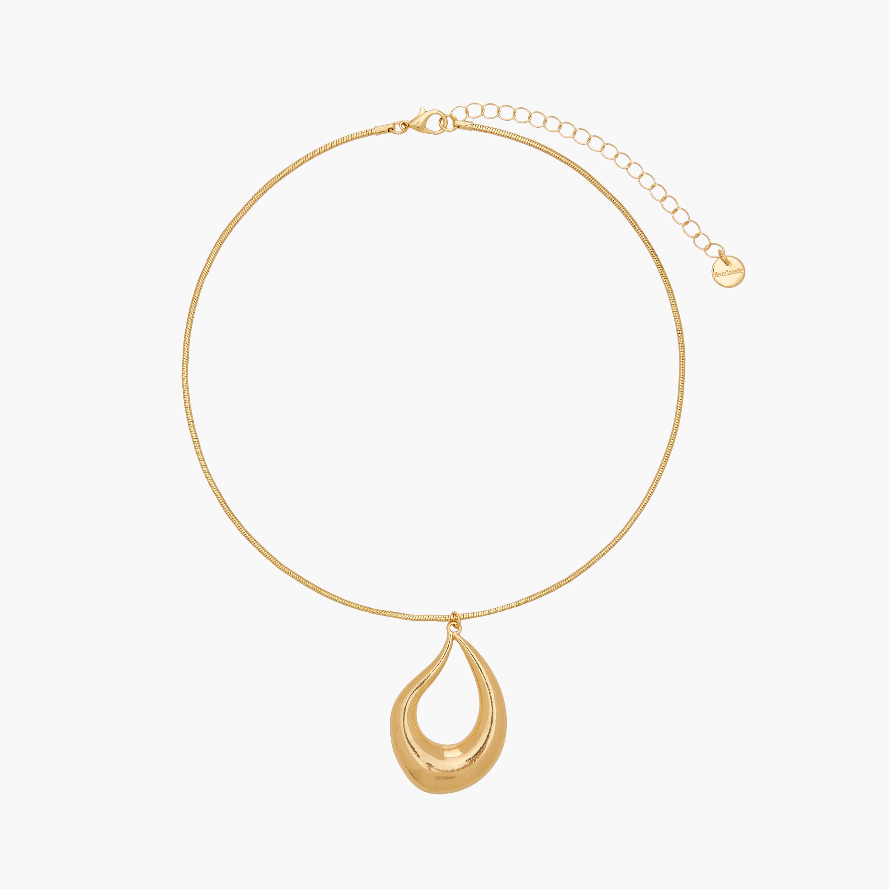 Gold Tone Pendant Necklace with Tear Drop Design-women-watchesandjewellery-jewellery-necklacesandpendants-image-1