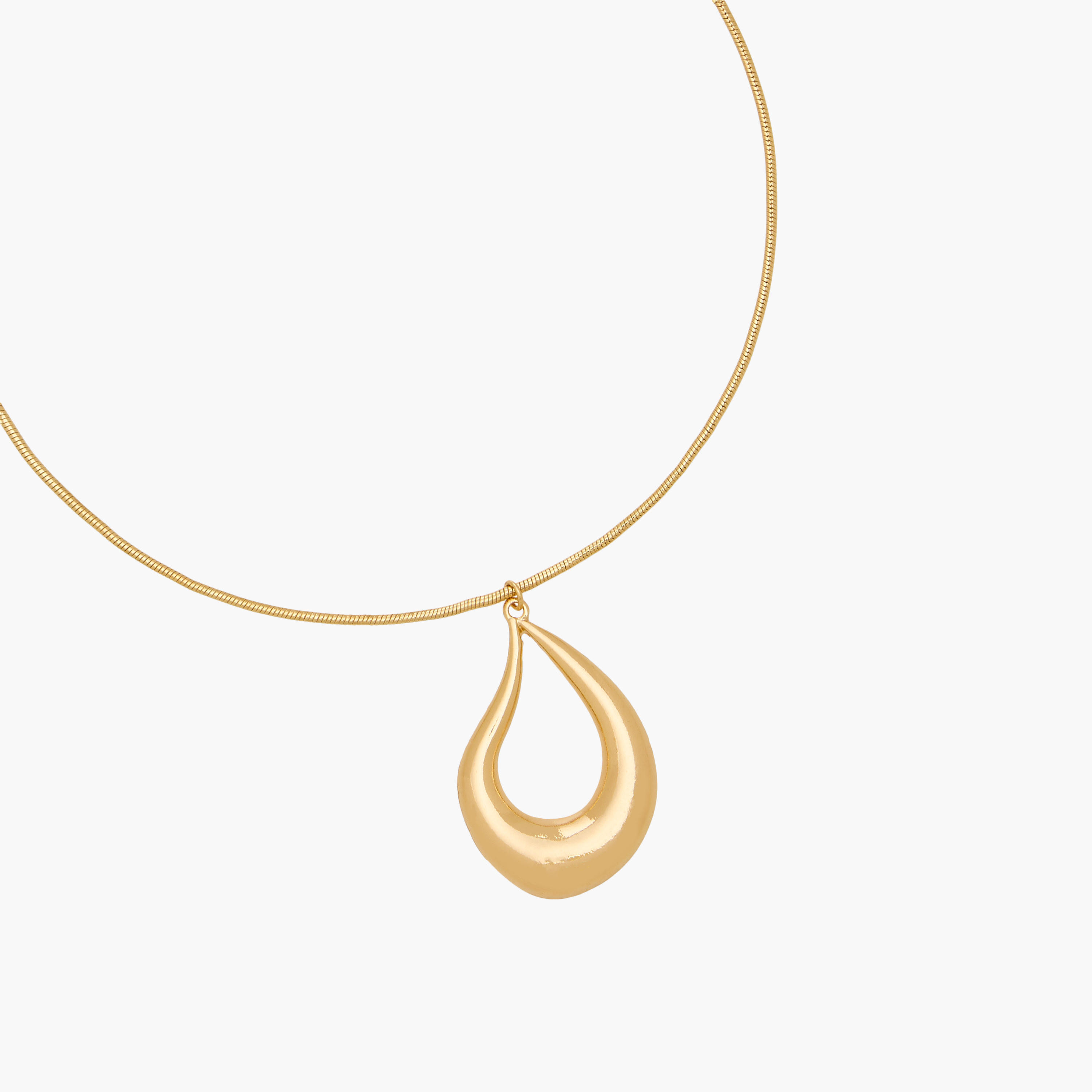 Gold Tone Pendant Necklace with Tear Drop Design-women-watchesandjewellery-jewellery-necklacesandpendants-image-2