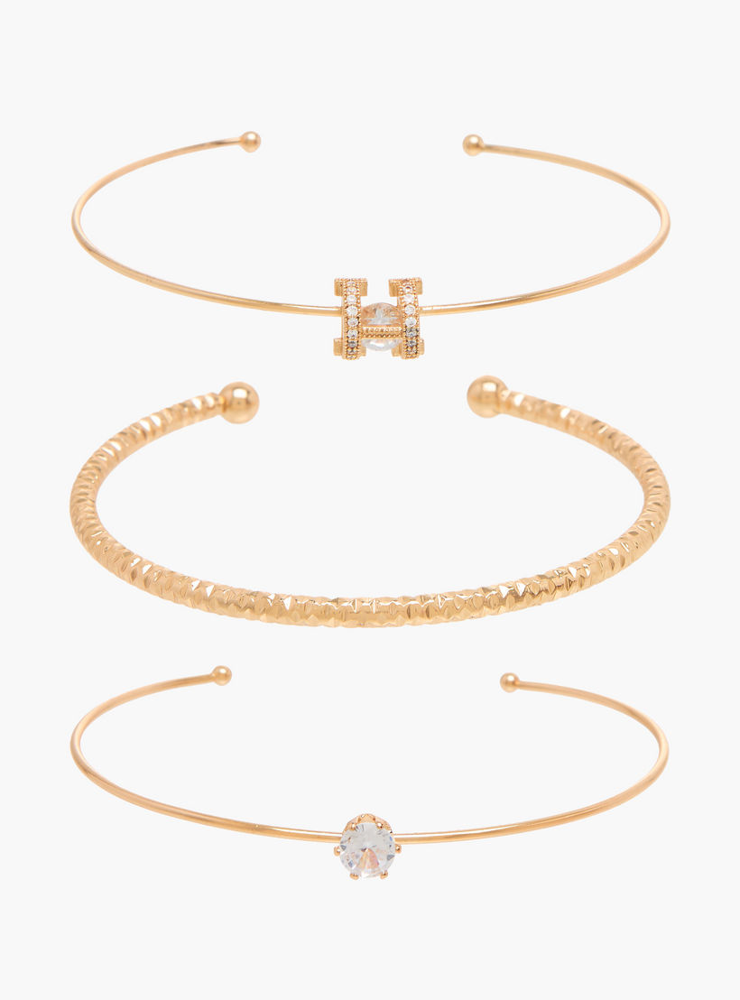 Pack of 3 Metallic Assorted Cuff Bracelet-women-watchesandjewellery-jewellery-banglesandbracelets-image-1