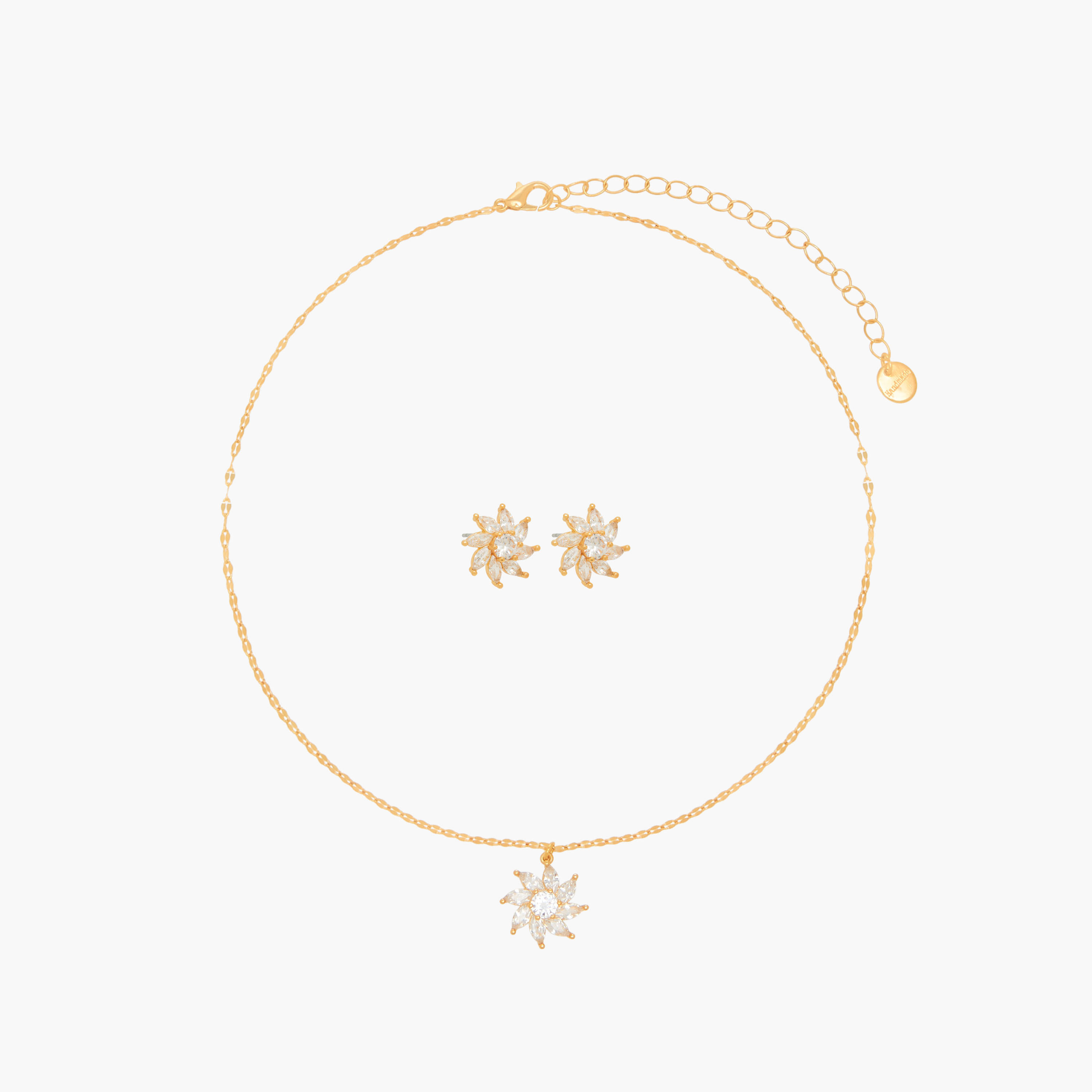 Set of 2 - Embellished Cubic Zirconia Necklace and Earrings-women-watchesandjewellery-jewellery-jewellerysets-image-1