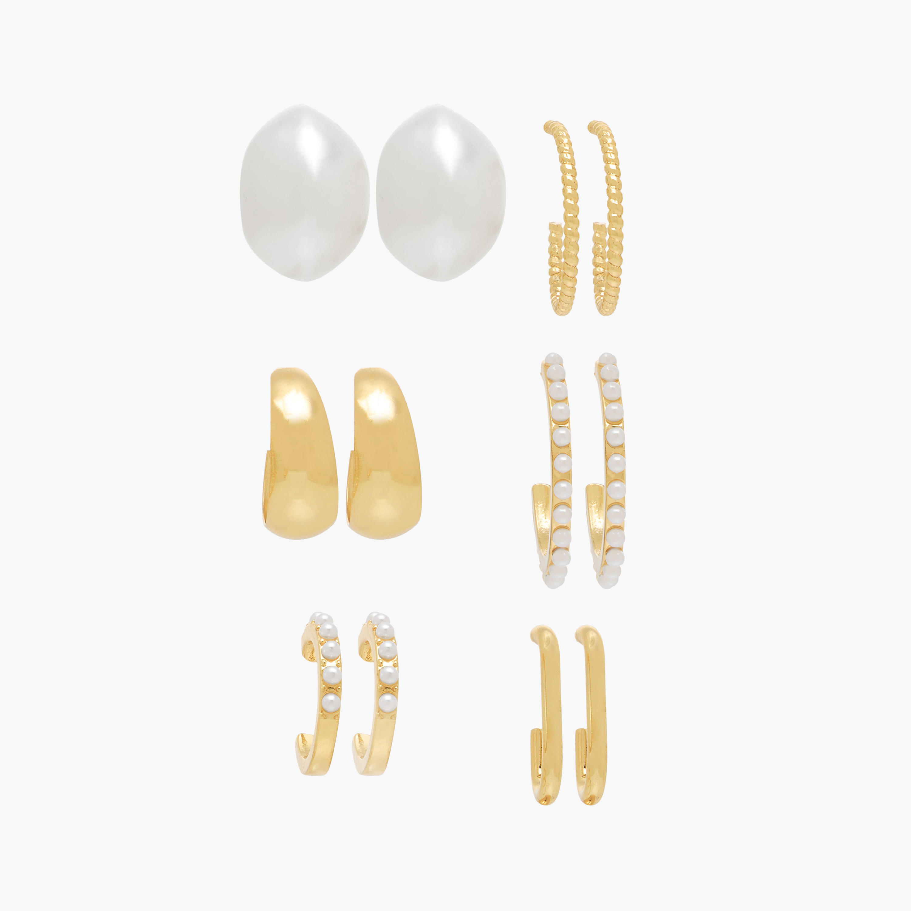 حلقان طوق ميتاليك بمكبس إغلاق خلفي - عبوة من 6 أزواج-women-watchesandjewellery-jewellery-earrings-image-1