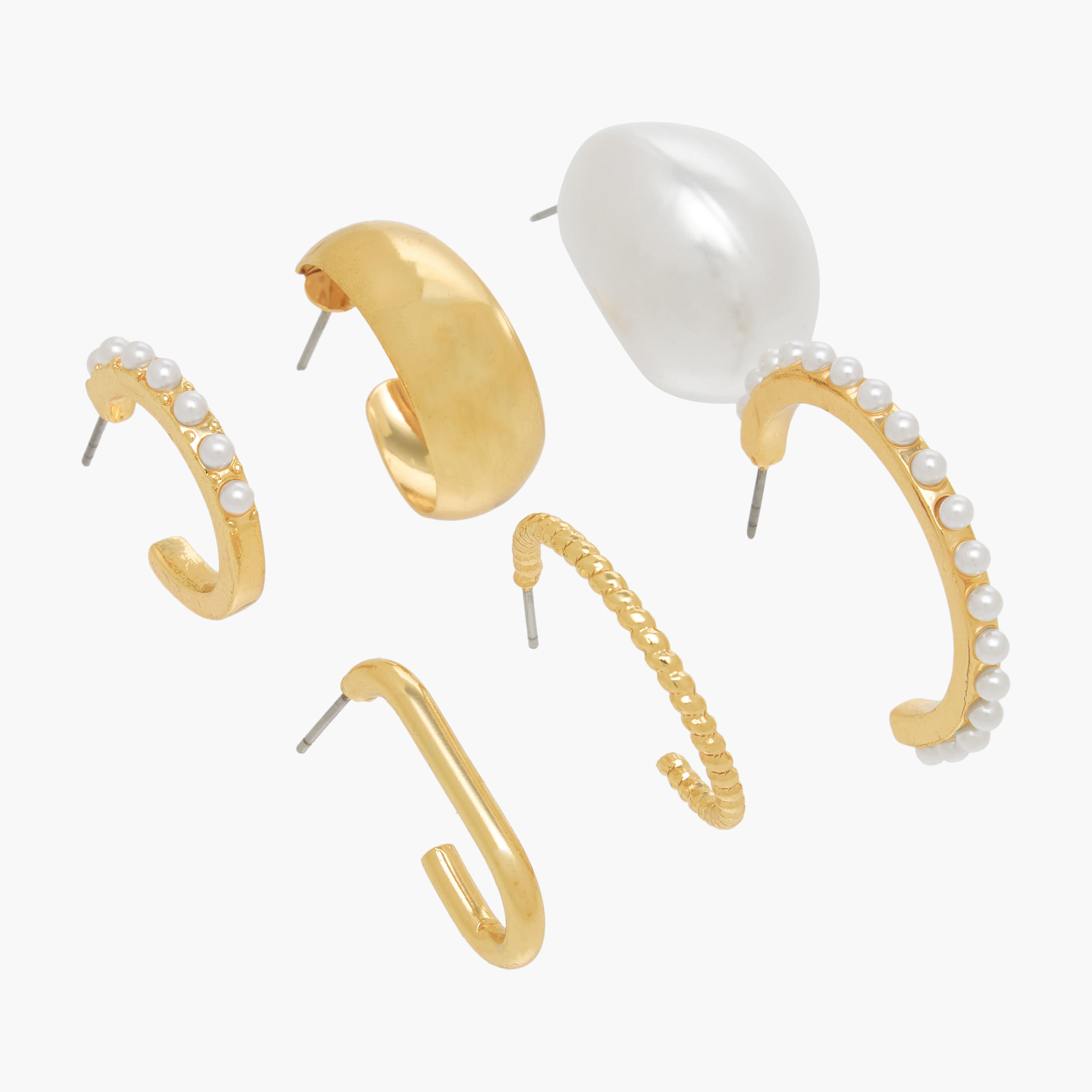 Pack of 6 Metallic Hoop Earrings with Pushback Closure-women-watchesandjewellery-jewellery-earrings-image-3