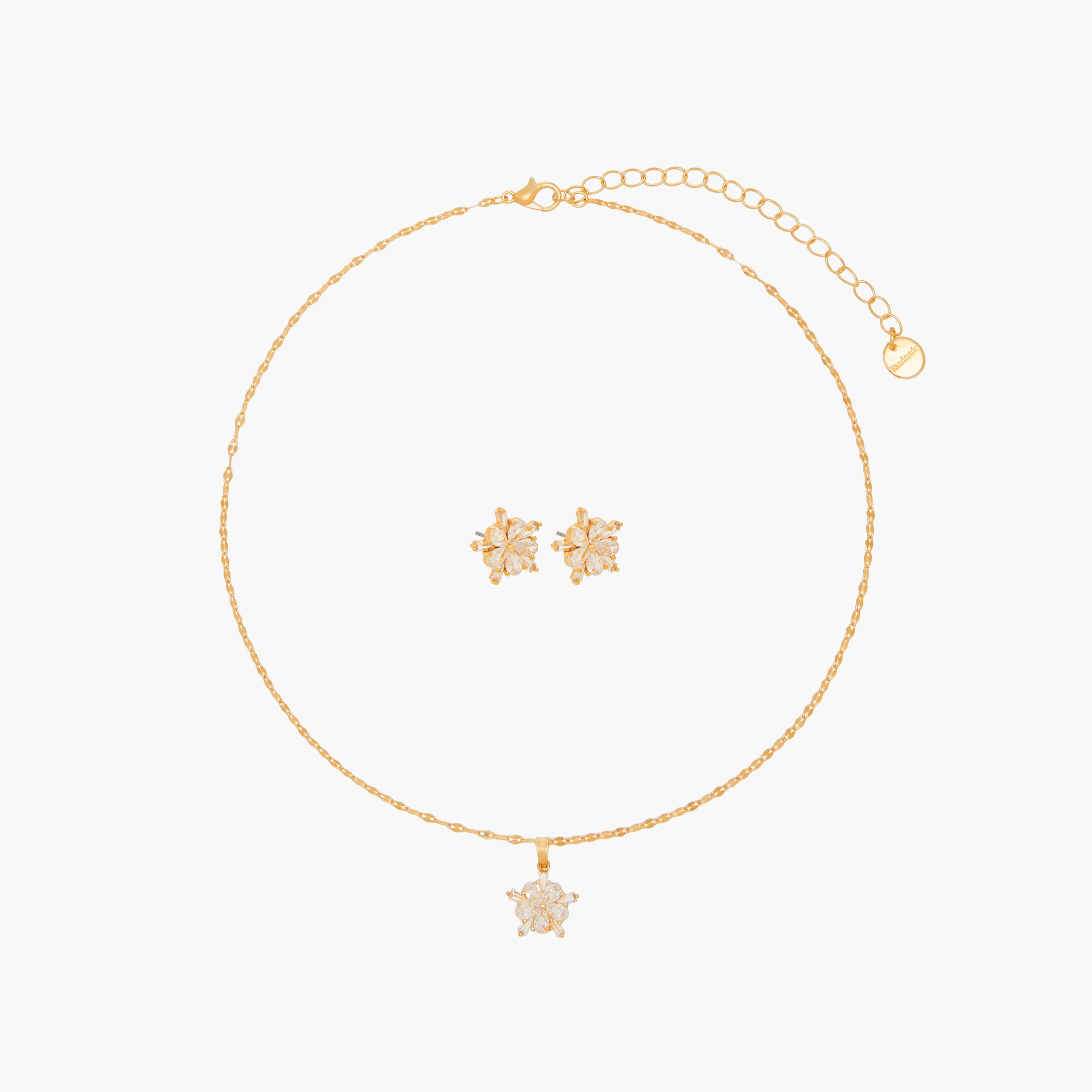 Set of 2 - Cubic Zirconia Embellished Necklace and Earrings-women-watchesandjewellery-jewellery-jewellerysets-image-1