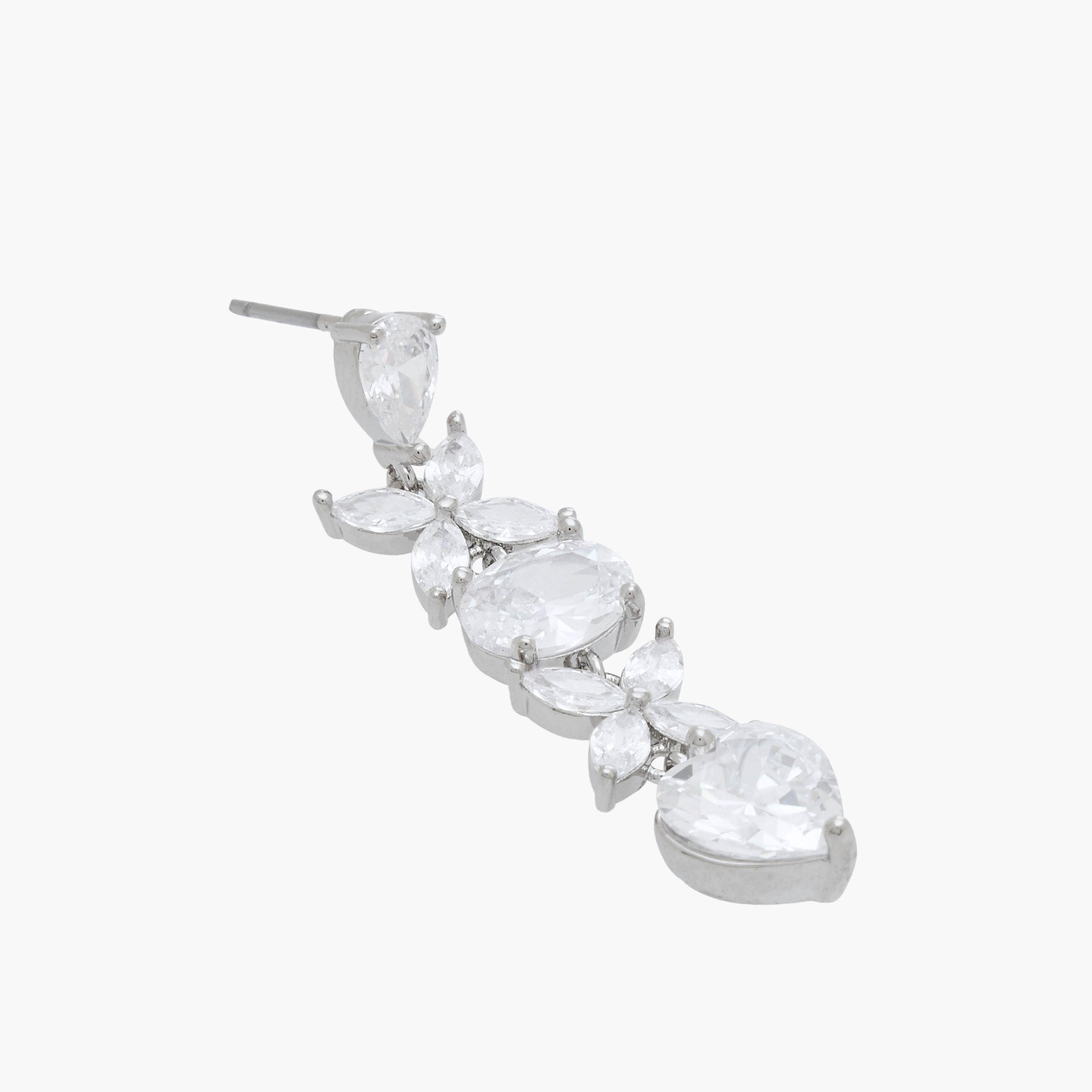 Silver Tone Cubic Zirconia Embellished Dangler Earrings with Pushback Closure-women-watchesandjewellery-jewellery-earrings-image-3