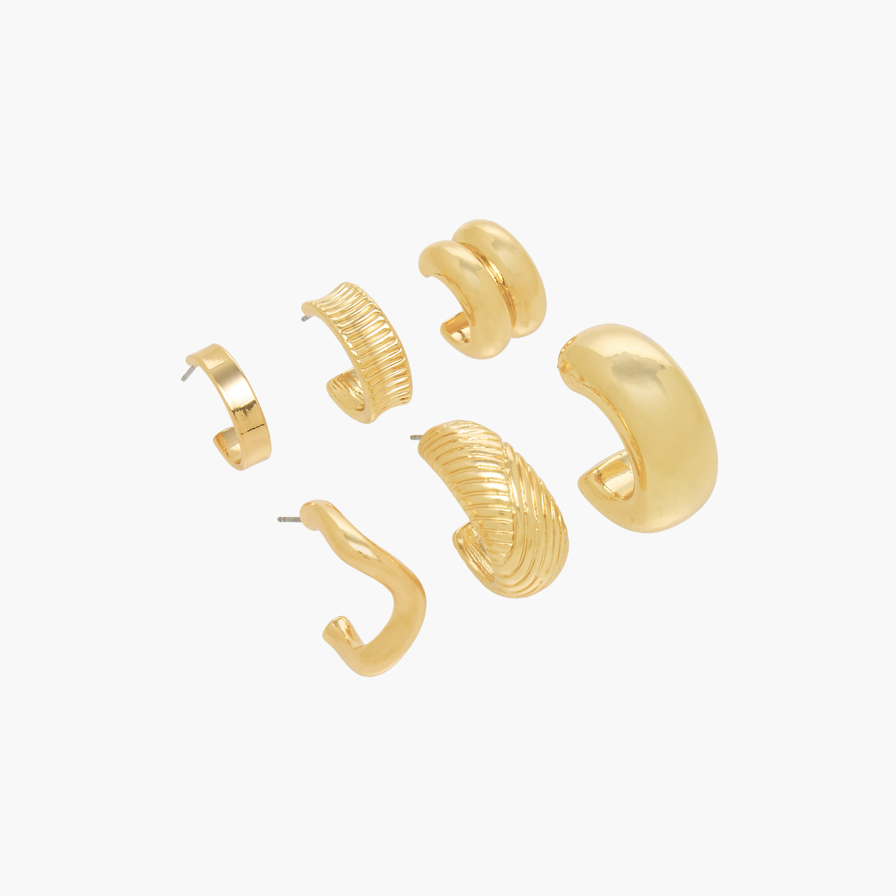 طقم حلقان طوق بلون ذهبي ومكبس إغلاق خلفي - طقم 6 أزواج-women-watchesandjewellery-jewellery-earrings-image-2
