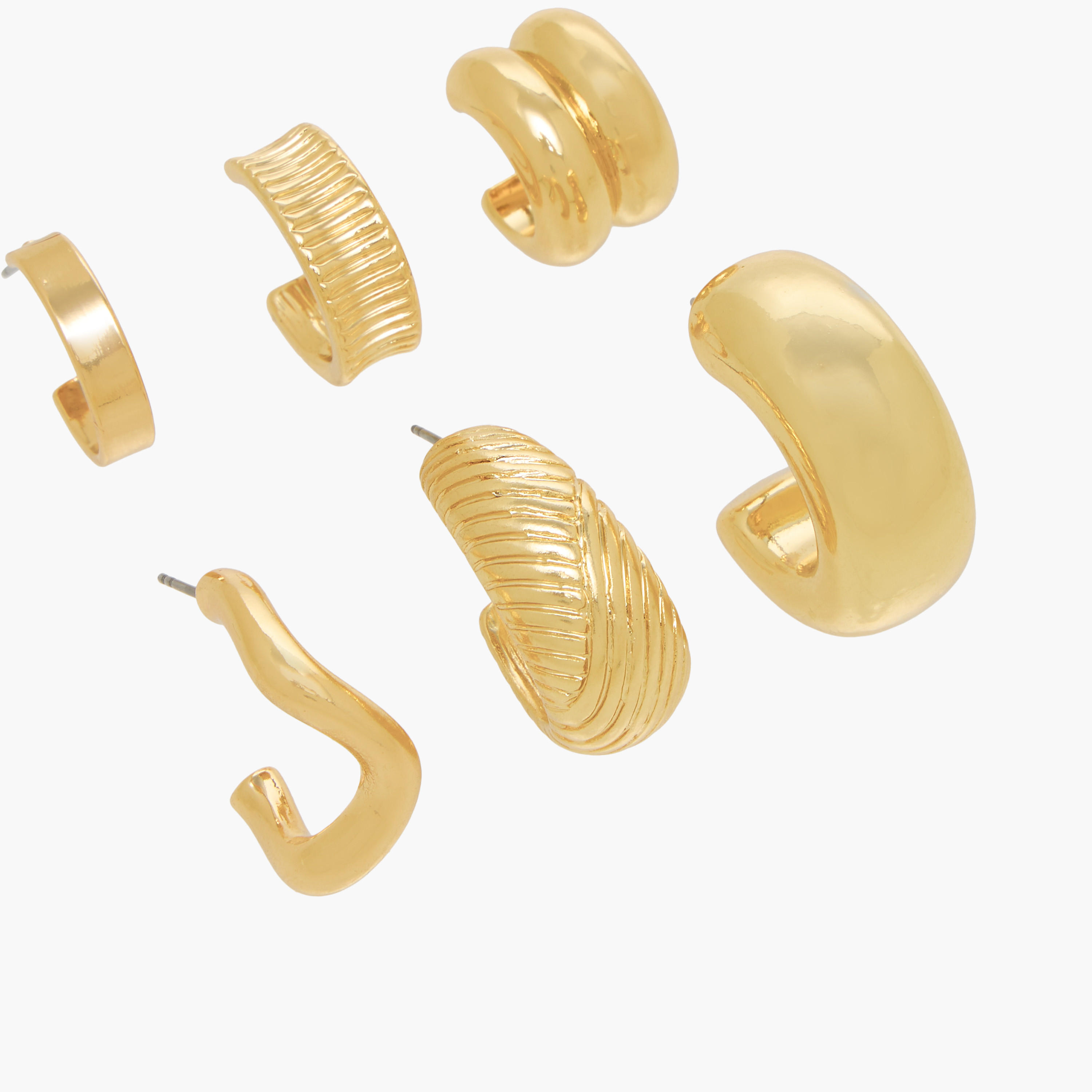 Pack of 6 Gold Tone Hoop Earrings with Pushback Closure-women-watchesandjewellery-jewellery-earrings-image-3