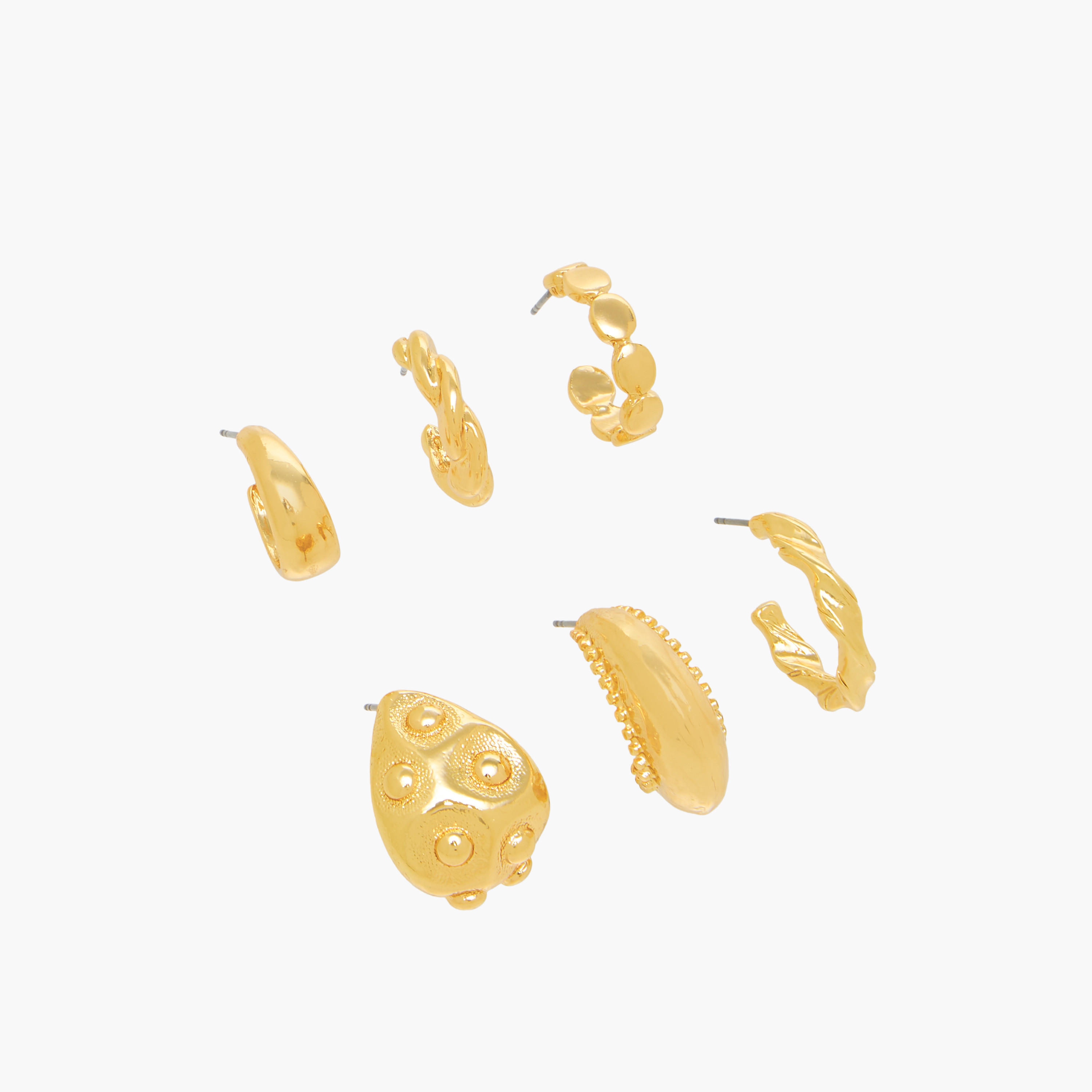 Pack of 6 Gold Tone Hoop Earrings with Pushback Closure-women-watchesandjewellery-jewellery-earrings-image-2