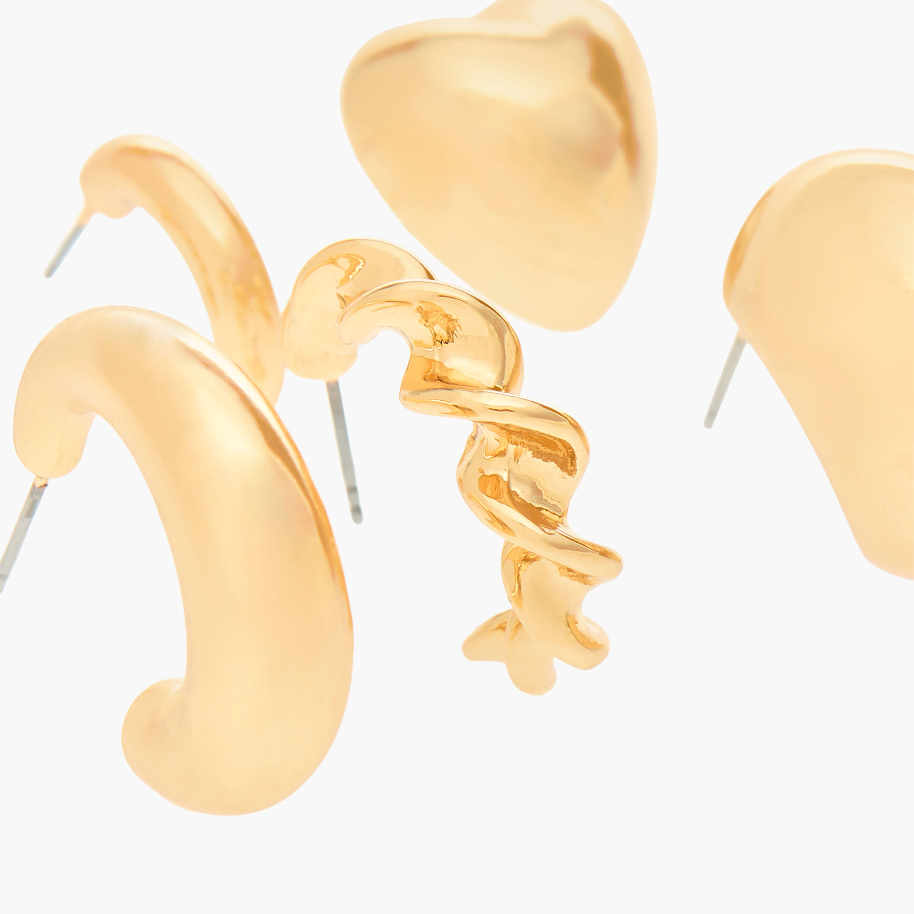 Pack of 6 Gold Tone Hoop Earrings with Pushback Closure-women-watchesandjewellery-jewellery-earrings-image-3