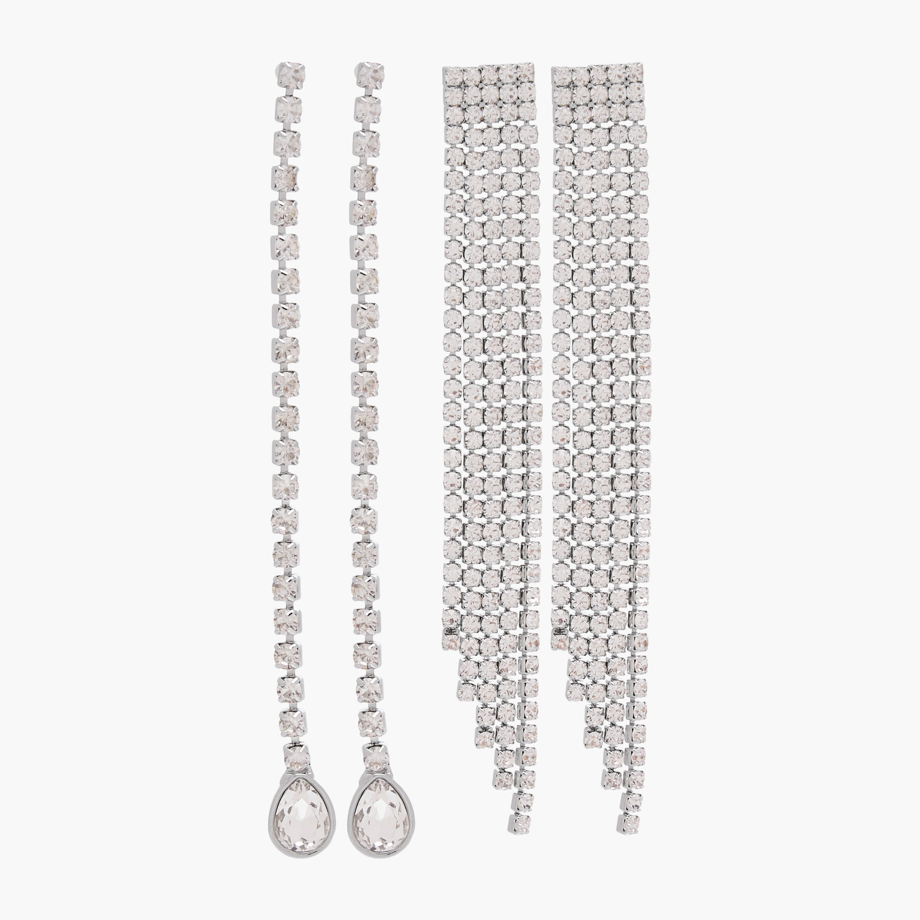 Pack of 3 Silver Tone Dangler Earrings with Pushback Closure-women-watchesandjewellery-jewellery-earrings-image-1