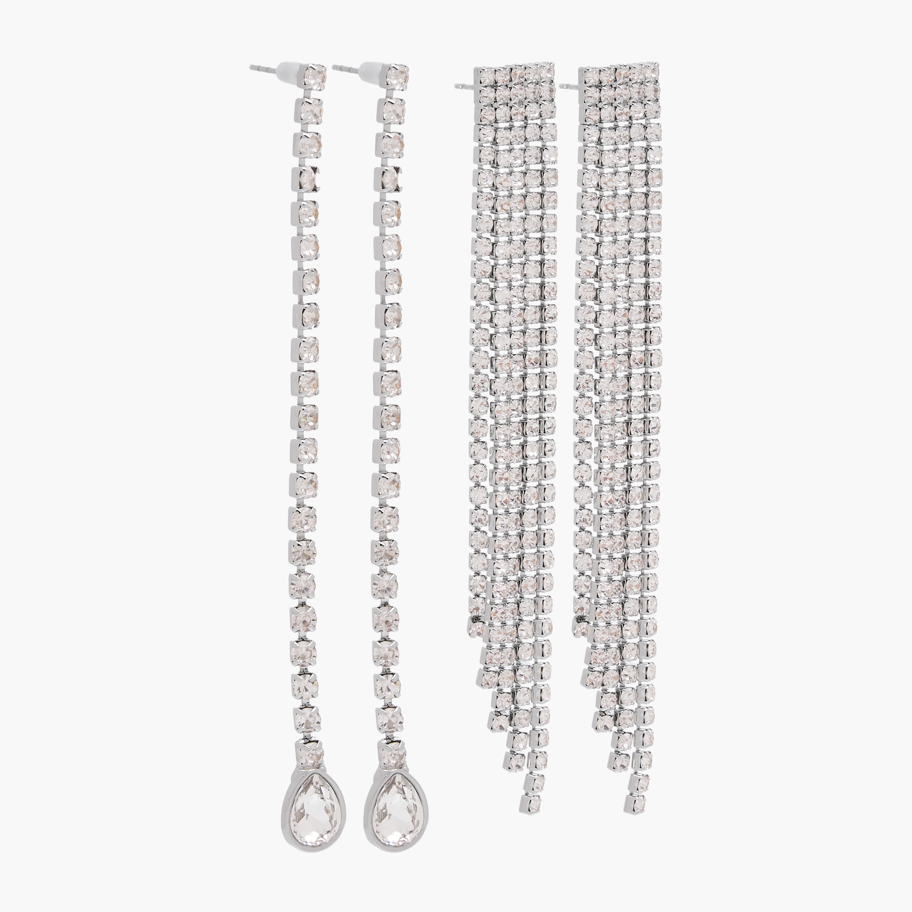 Pack of 3 Silver Tone Dangler Earrings with Pushback Closure-women-watchesandjewellery-jewellery-earrings-image-2