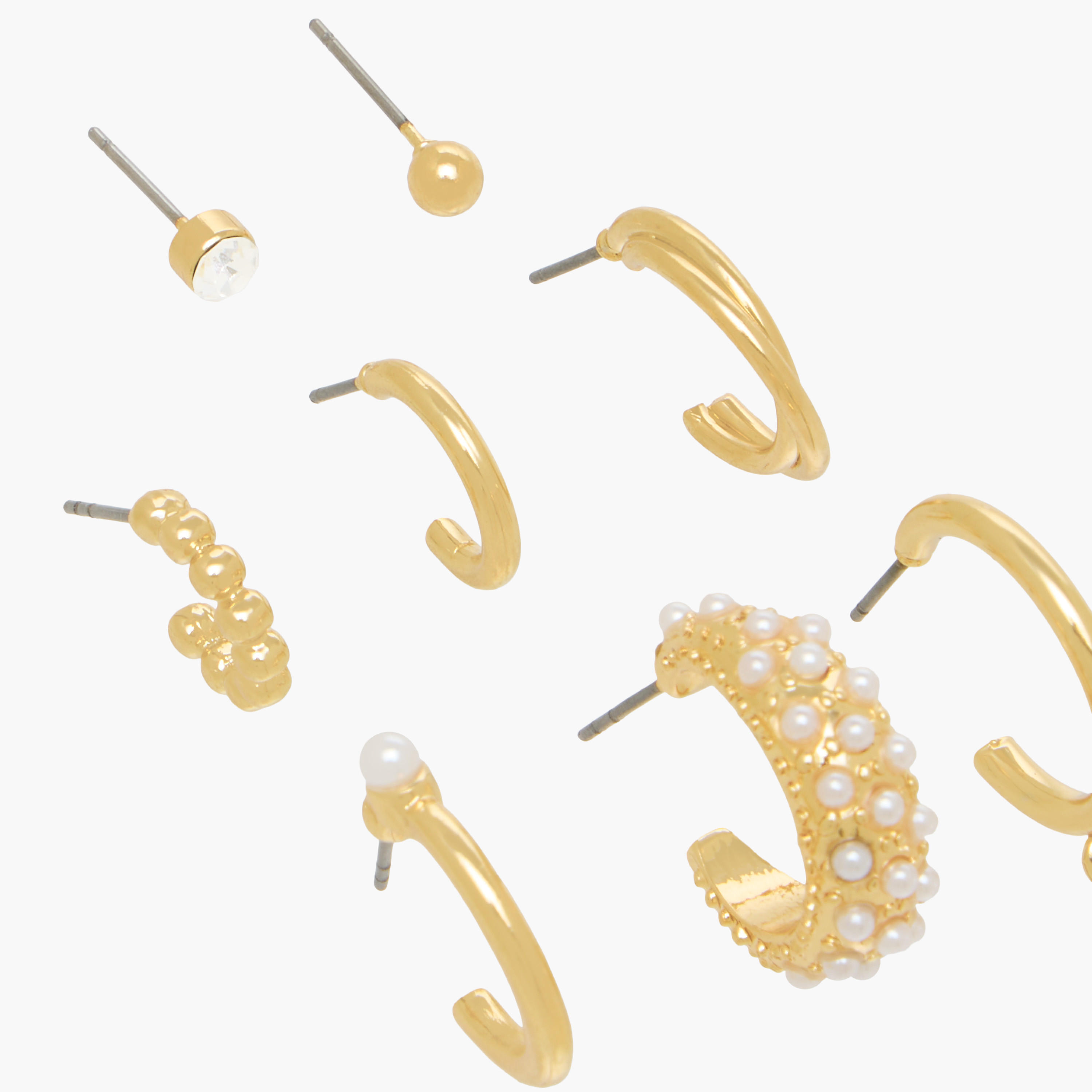 Pack of 9 Metallic Assorted Earrings with Pushback Closure-women-watchesandjewellery-jewellery-earrings-image-3