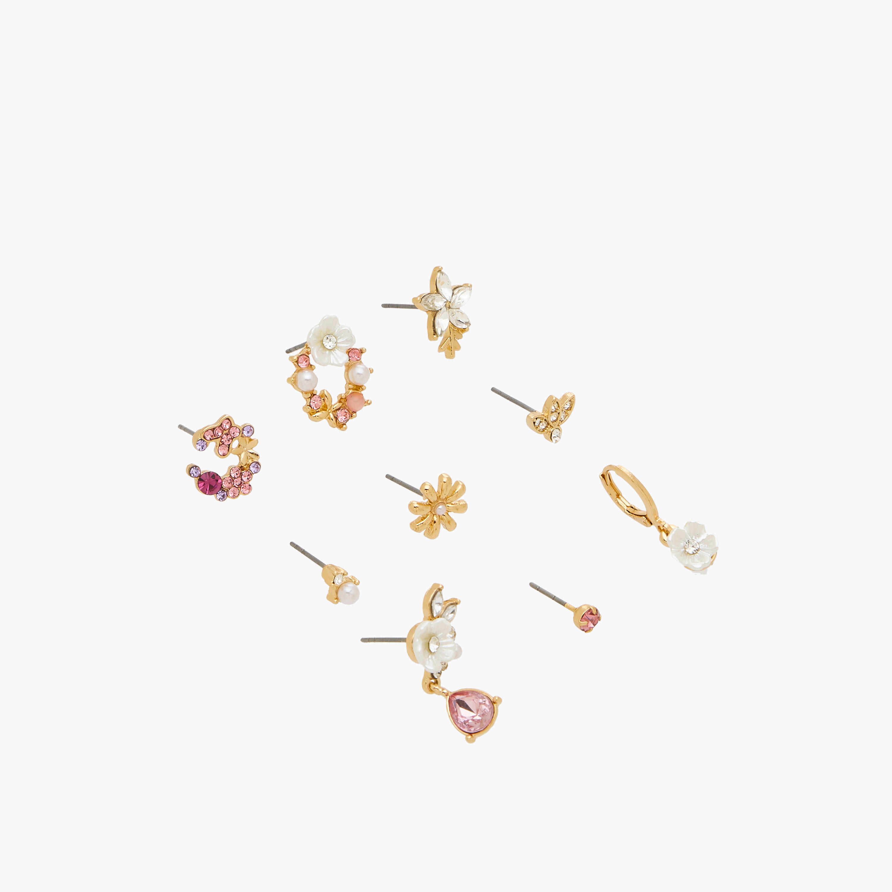 Pack of 9 Metallic Assorted Stud Earrings with Pushback Closure-women-watchesandjewellery-jewellery-earrings-image-2