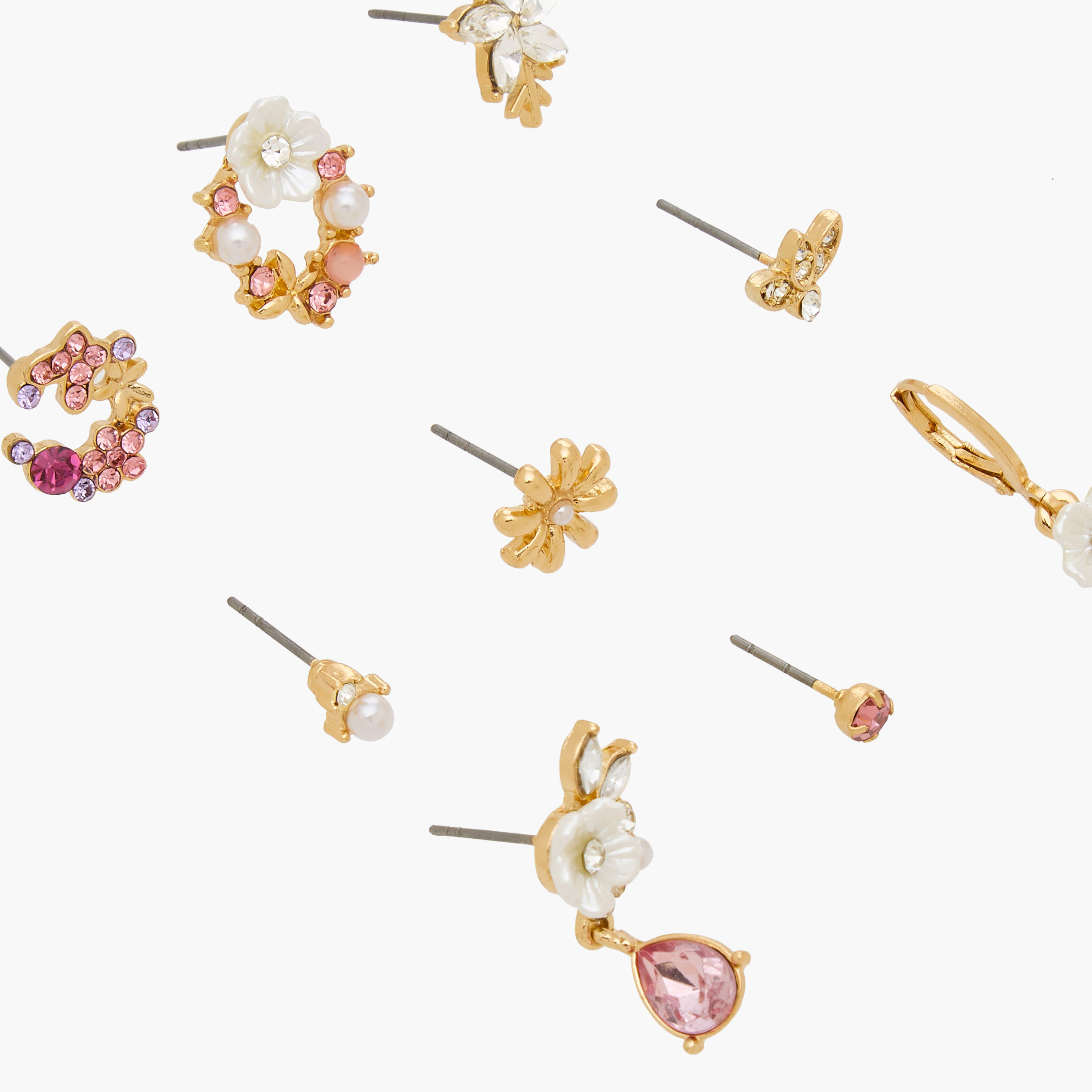 Pack of 9 Metallic Assorted Stud Earrings with Pushback Closure-women-watchesandjewellery-jewellery-earrings-image-3