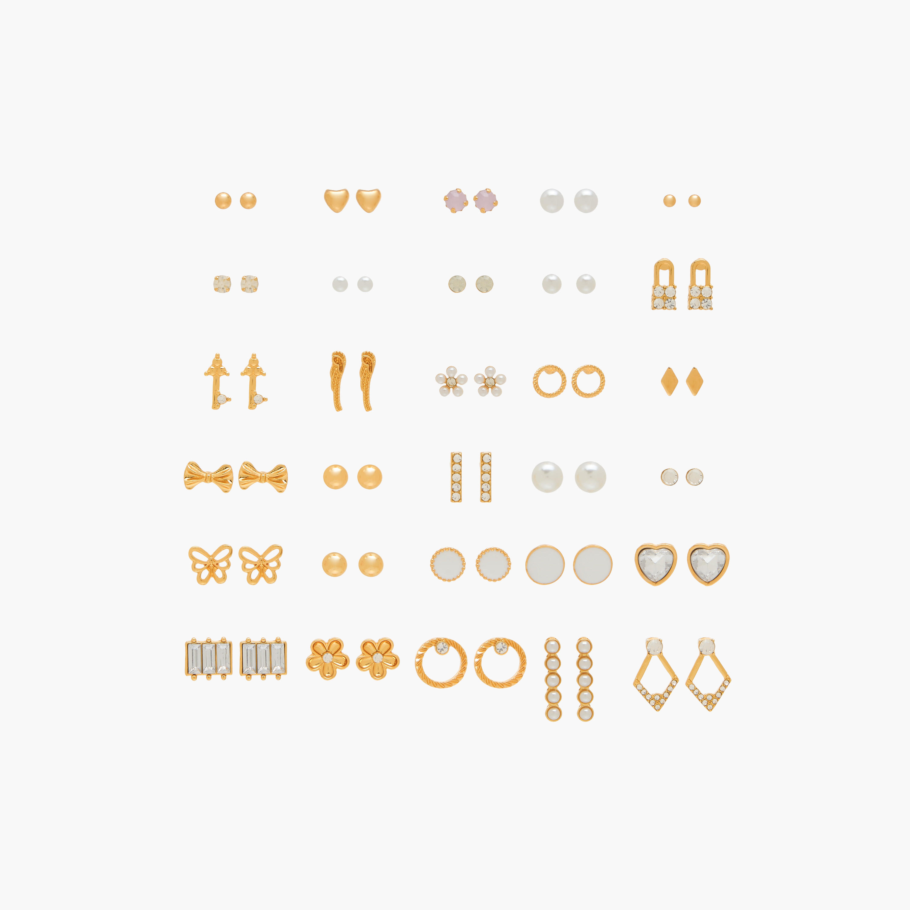 حلقان ميتالك مرصّعة بمكبس إغلاق خلفي - عبوة من 30 زوج-women-watchesandjewellery-jewellery-earrings-image-1