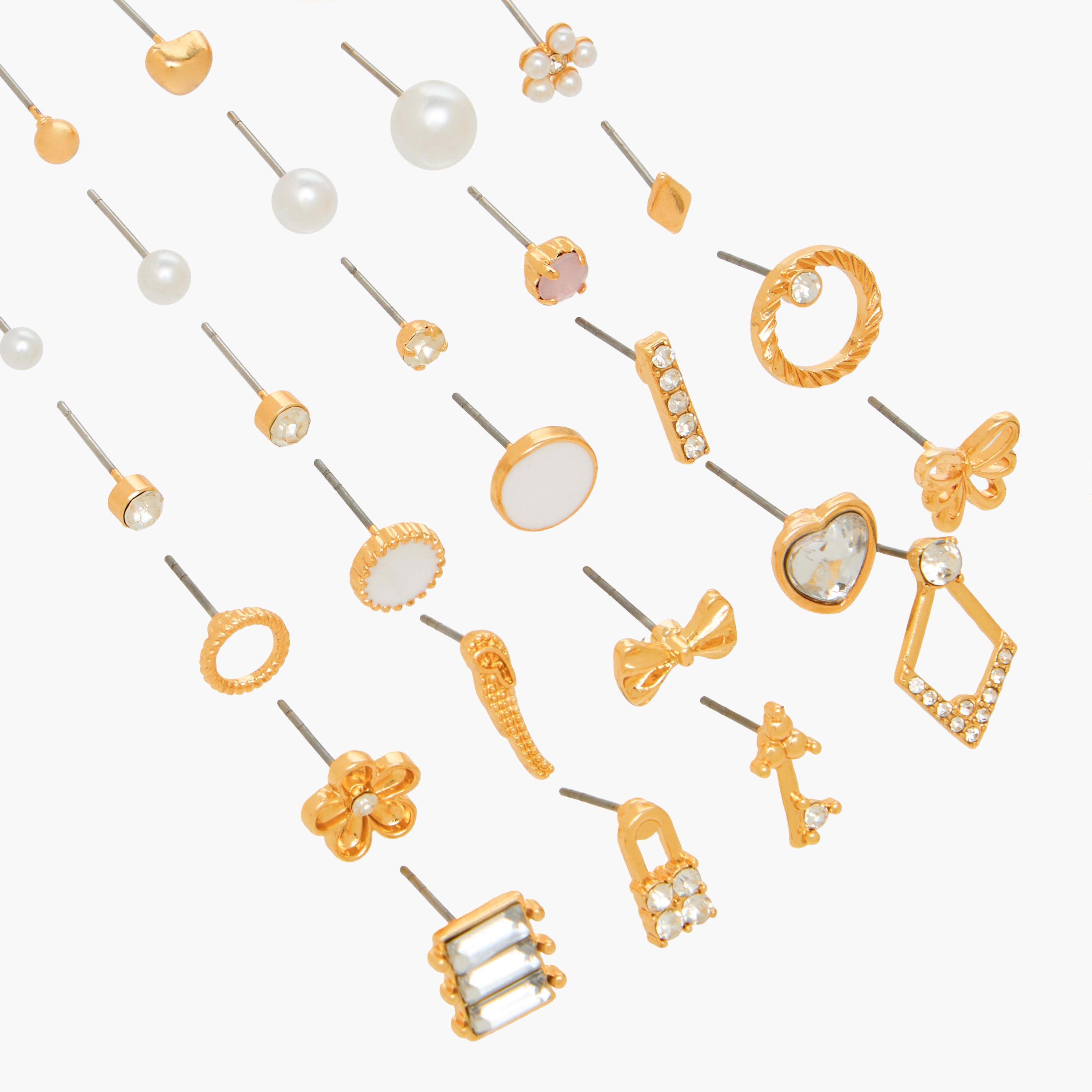 حلقان ميتالك مرصّعة بمكبس إغلاق خلفي - عبوة من 30 زوج-women-watchesandjewellery-jewellery-earrings-image-3