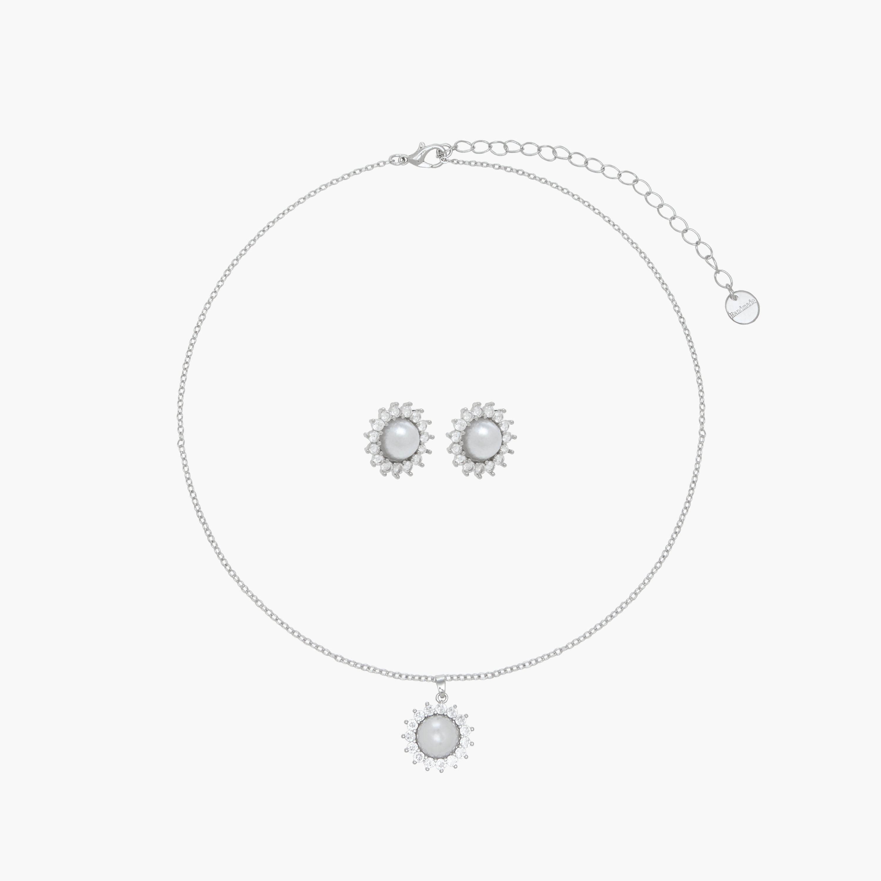 Set of 2 Embellished Cubic Zirconia Necklace and Earrings-women-watchesandjewellery-jewellery-jewellerysets-image-1