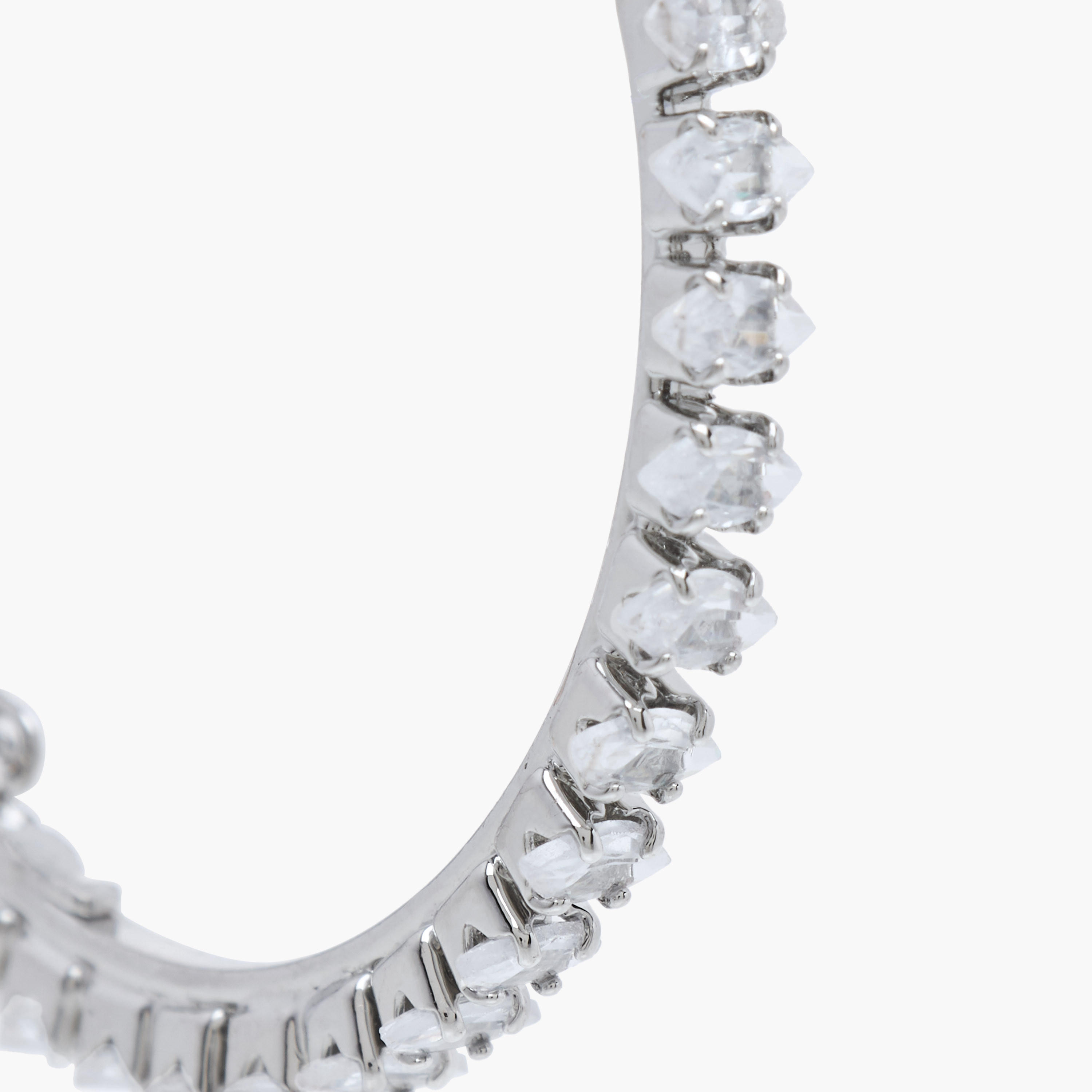Silver Tone Cubic Zirconia Embellished Hoop Earrings with Clasp Closure-women-watchesandjewellery-jewellery-earrings-image-3
