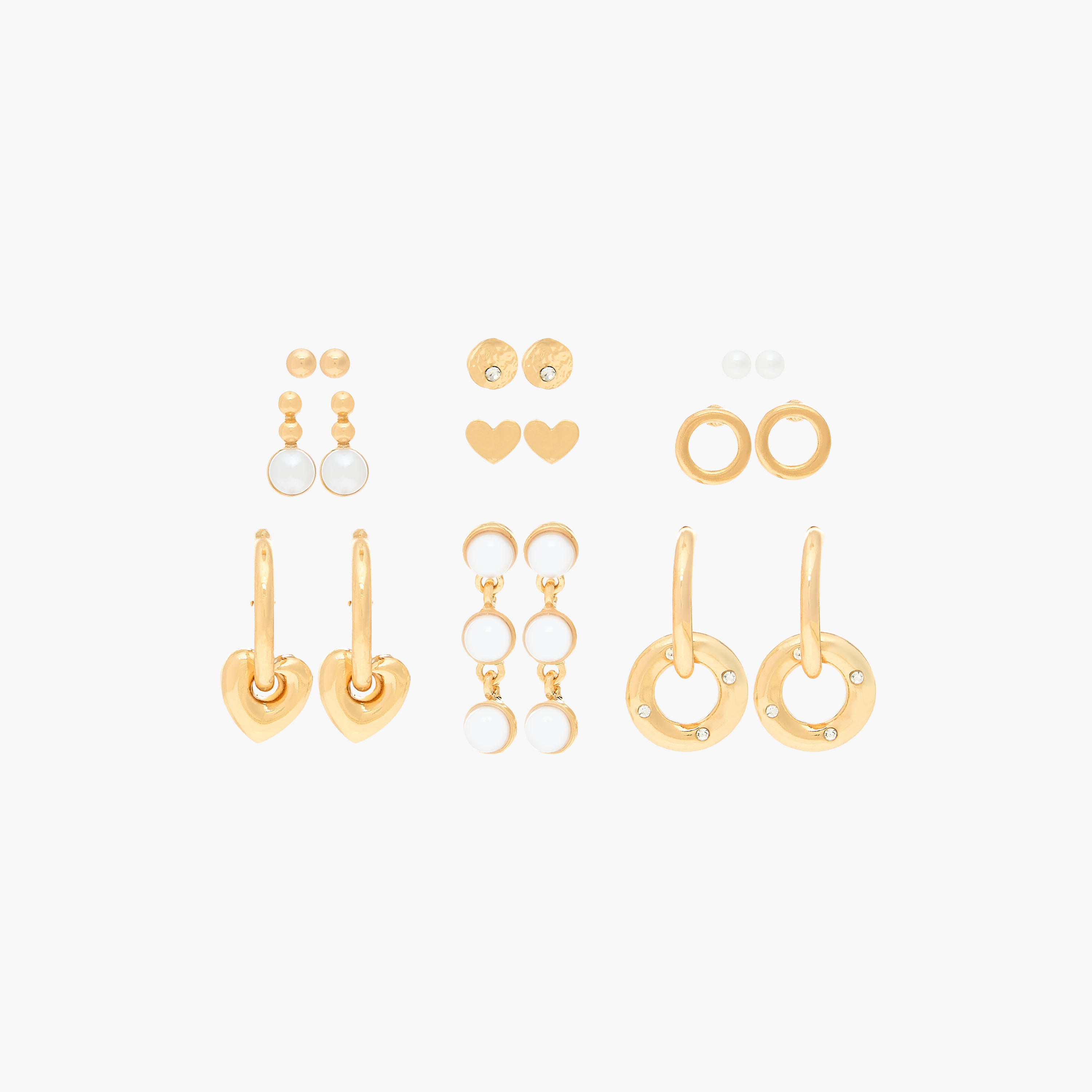 حلقان معدن متنوعة بمكبس إغلاق خلفي - عبوة 9 أزواج-women-watchesandjewellery-jewellery-earrings-image-1