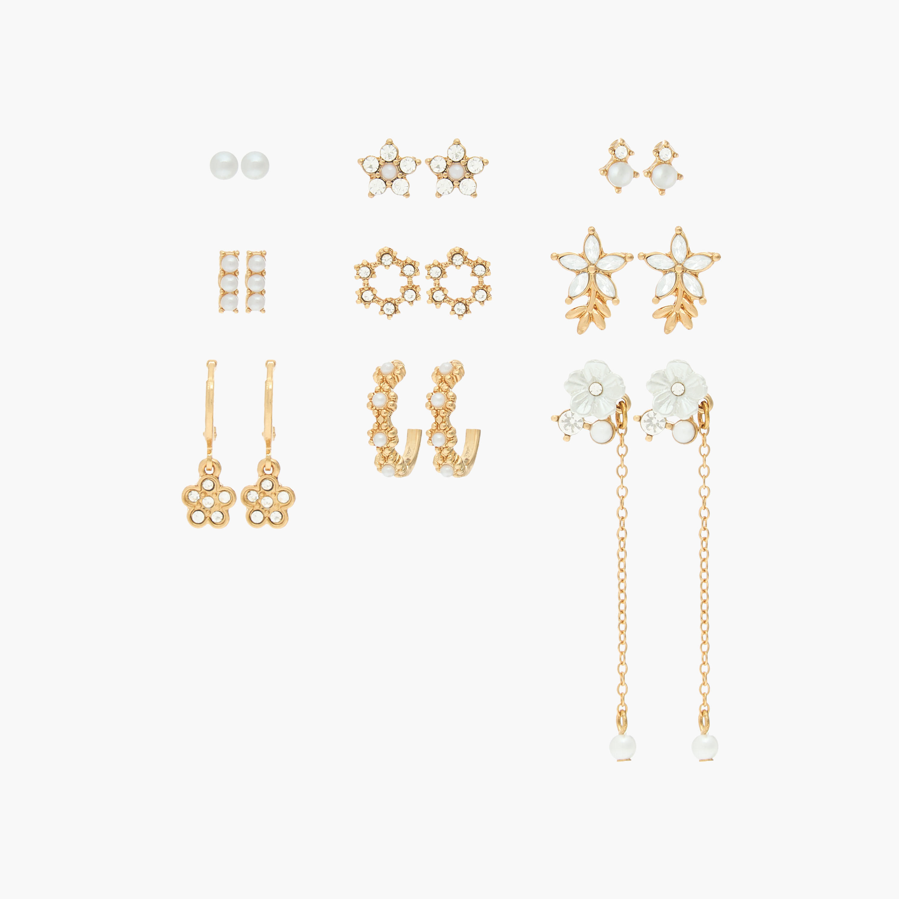 Pack of 9 Assorted Earrings with Pushback Closure-women-watchesandjewellery-jewellery-earrings-image-1