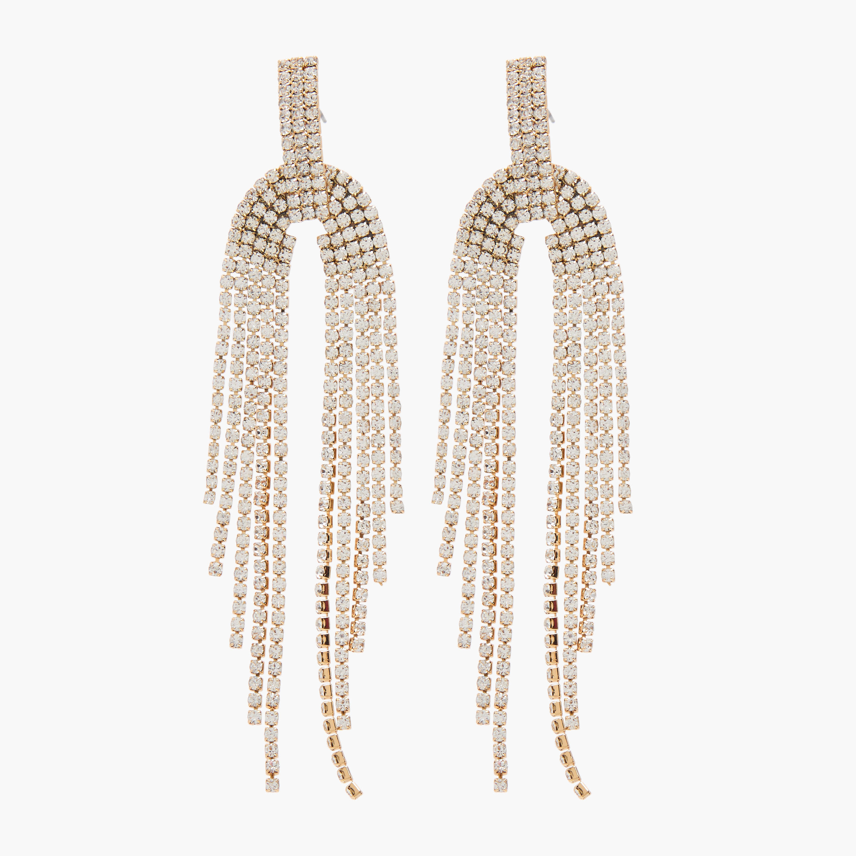 حلق ميتاليك متدلي مزين بالألماس بمكبس إغلاق خلفي-women-watchesandjewellery-jewellery-earrings-image-1