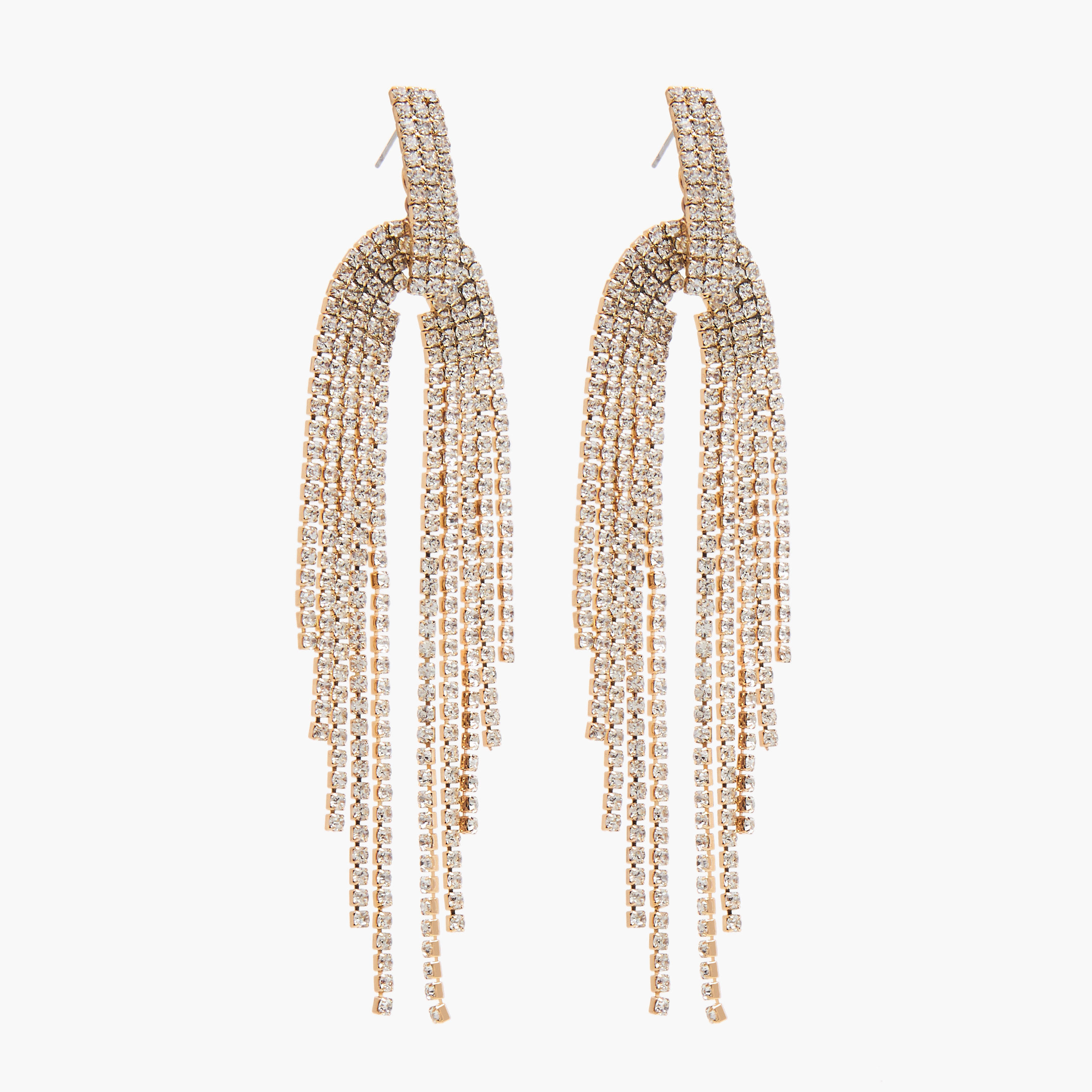 حلق ميتاليك متدلي مزين بالألماس بمكبس إغلاق خلفي-women-watchesandjewellery-jewellery-earrings-image-2