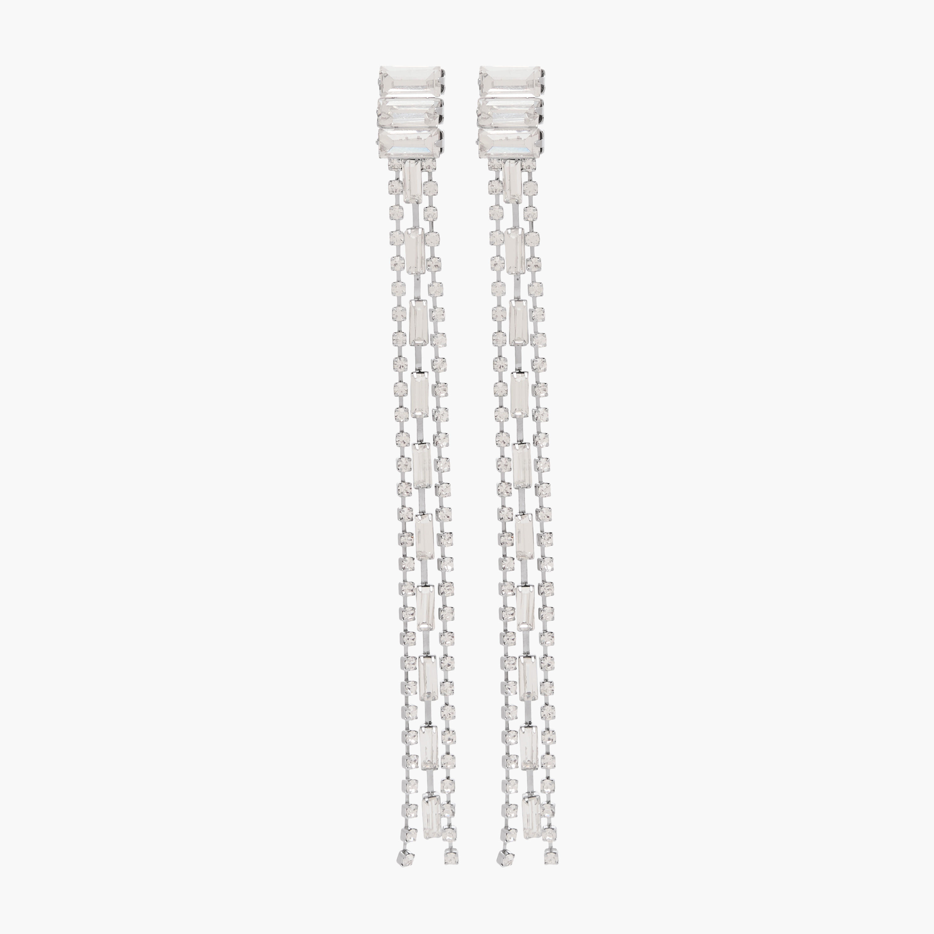Silver Tone Embellished Dangler Earrings with Pushback Closure-women-watchesandjewellery-jewellery-earrings-image-1