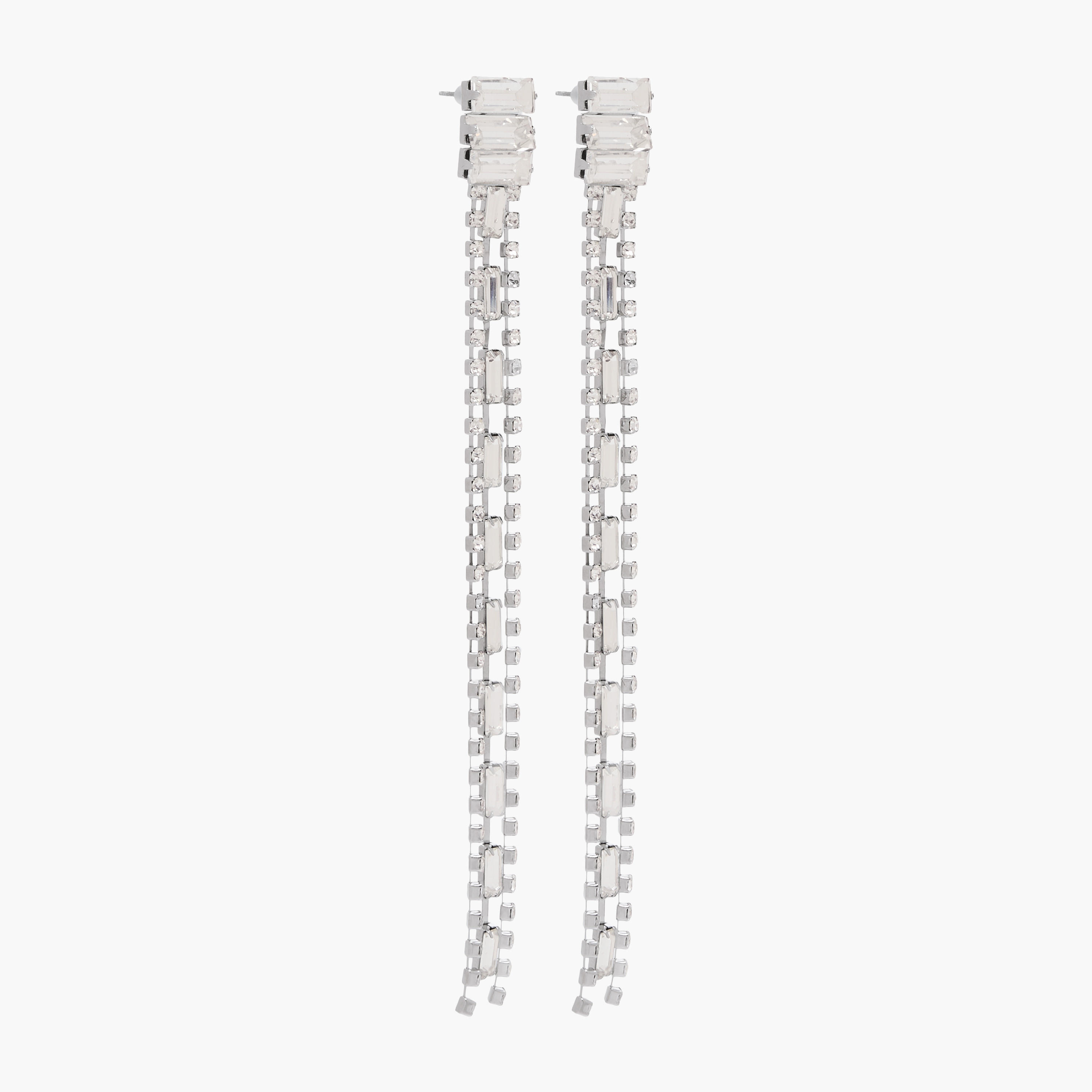 Silver Tone Embellished Dangler Earrings with Pushback Closure-women-watchesandjewellery-jewellery-earrings-image-2