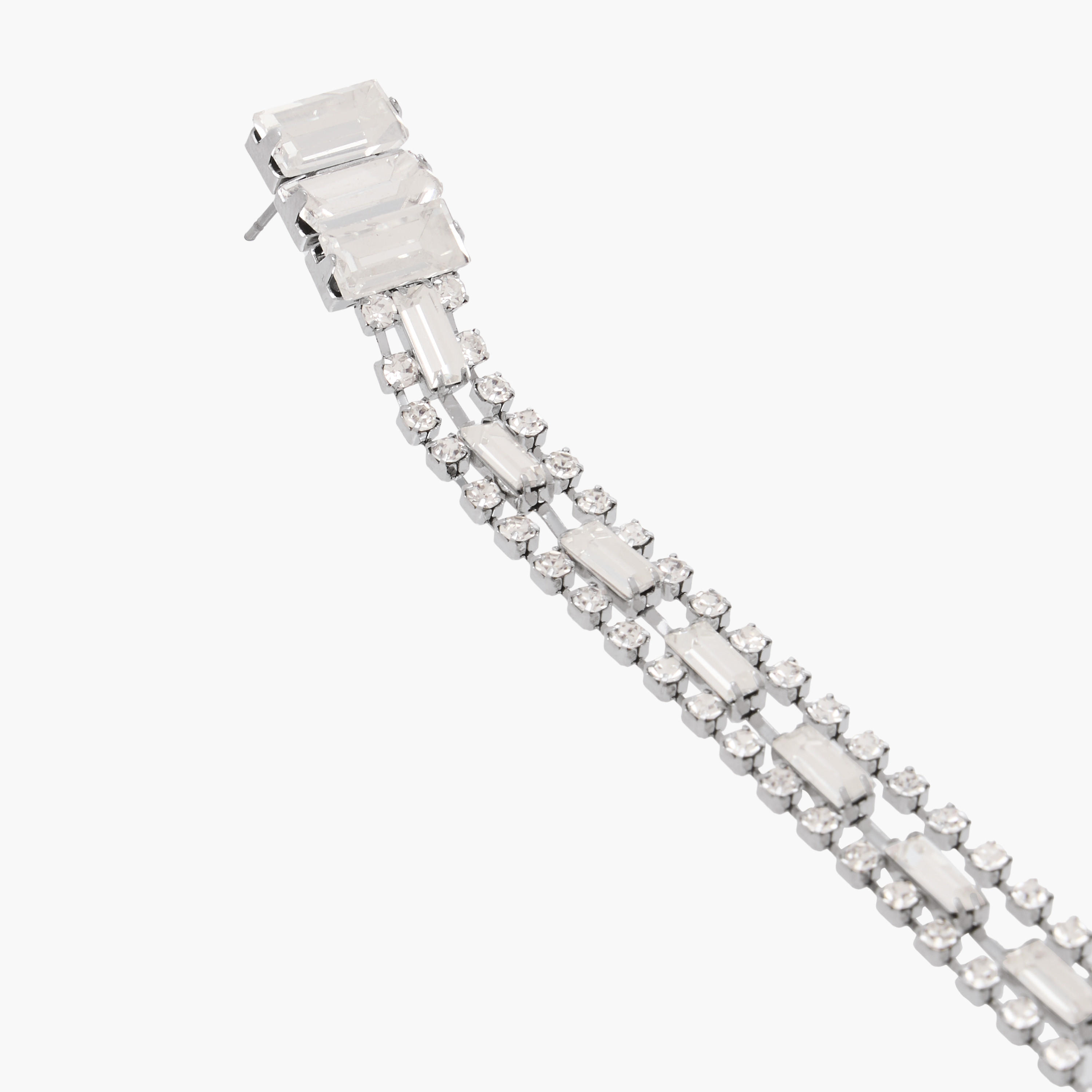 Silver Tone Embellished Dangler Earrings with Pushback Closure-women-watchesandjewellery-jewellery-earrings-image-3