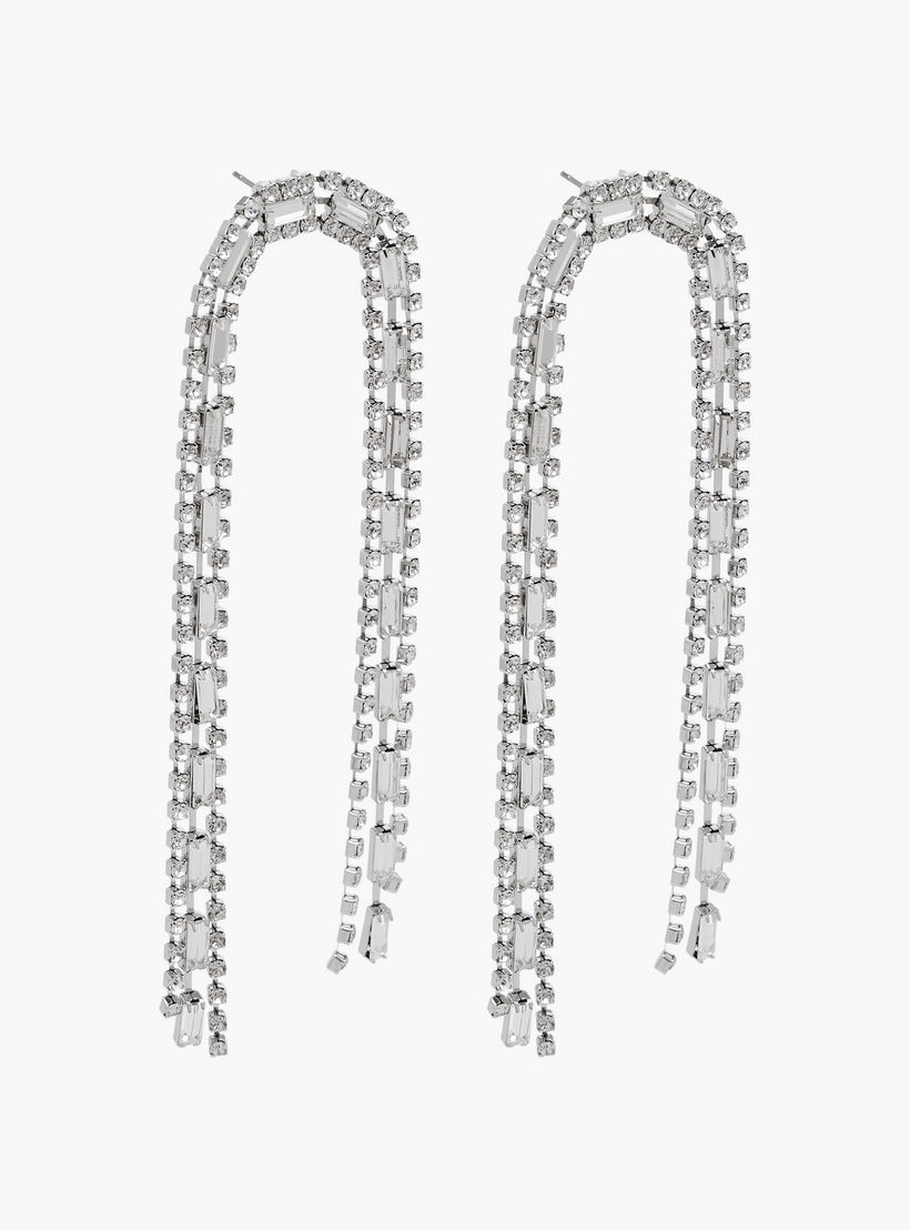 حلق متدلي بلون فضي ومكبس إغلاق خلفي-women-watchesandjewellery-jewellery-earrings-image-2