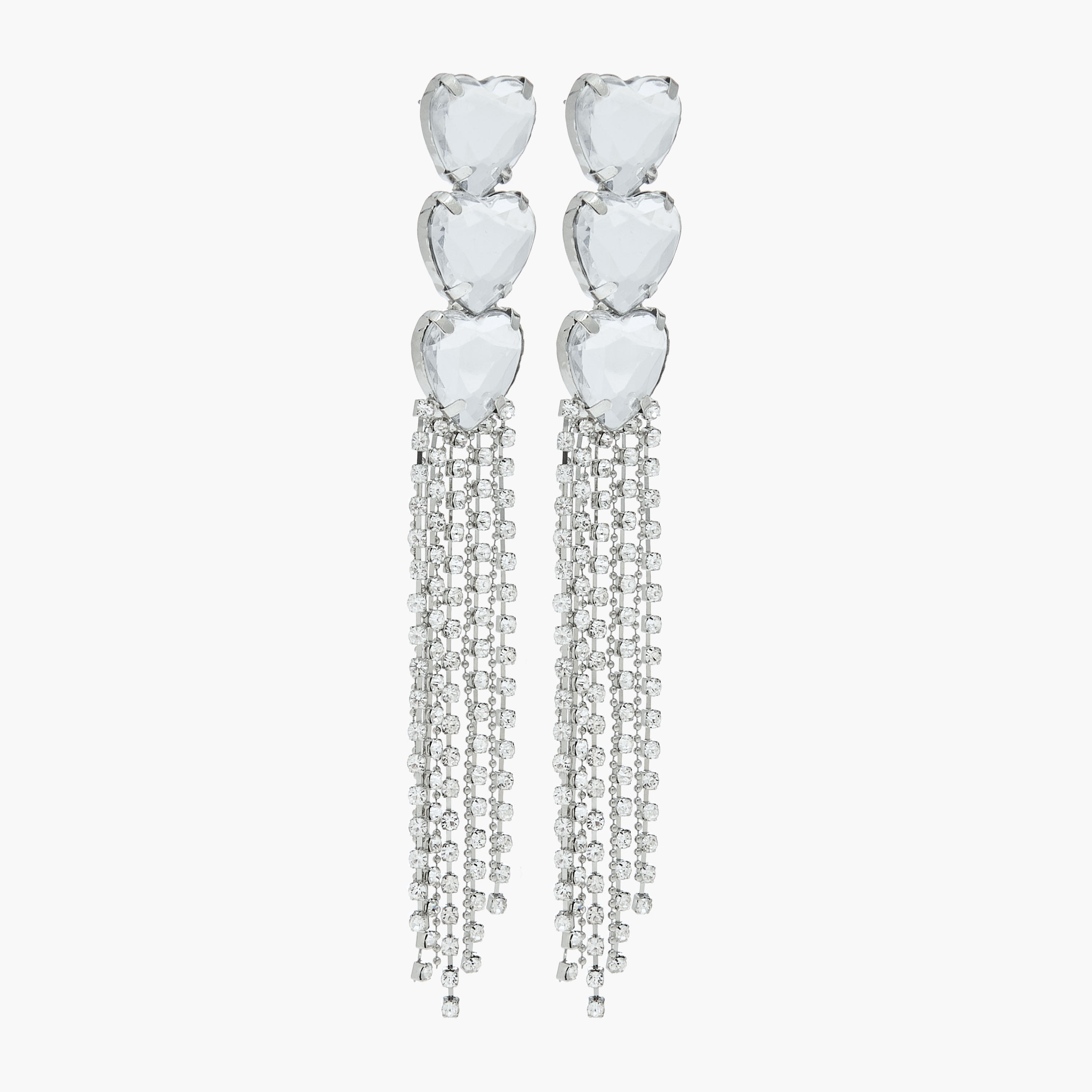حلقان متدلية مزينة بشرابات باللون الفضي مع مكبس إغلاق خلفي-women-watchesandjewellery-jewellery-earrings-image-2